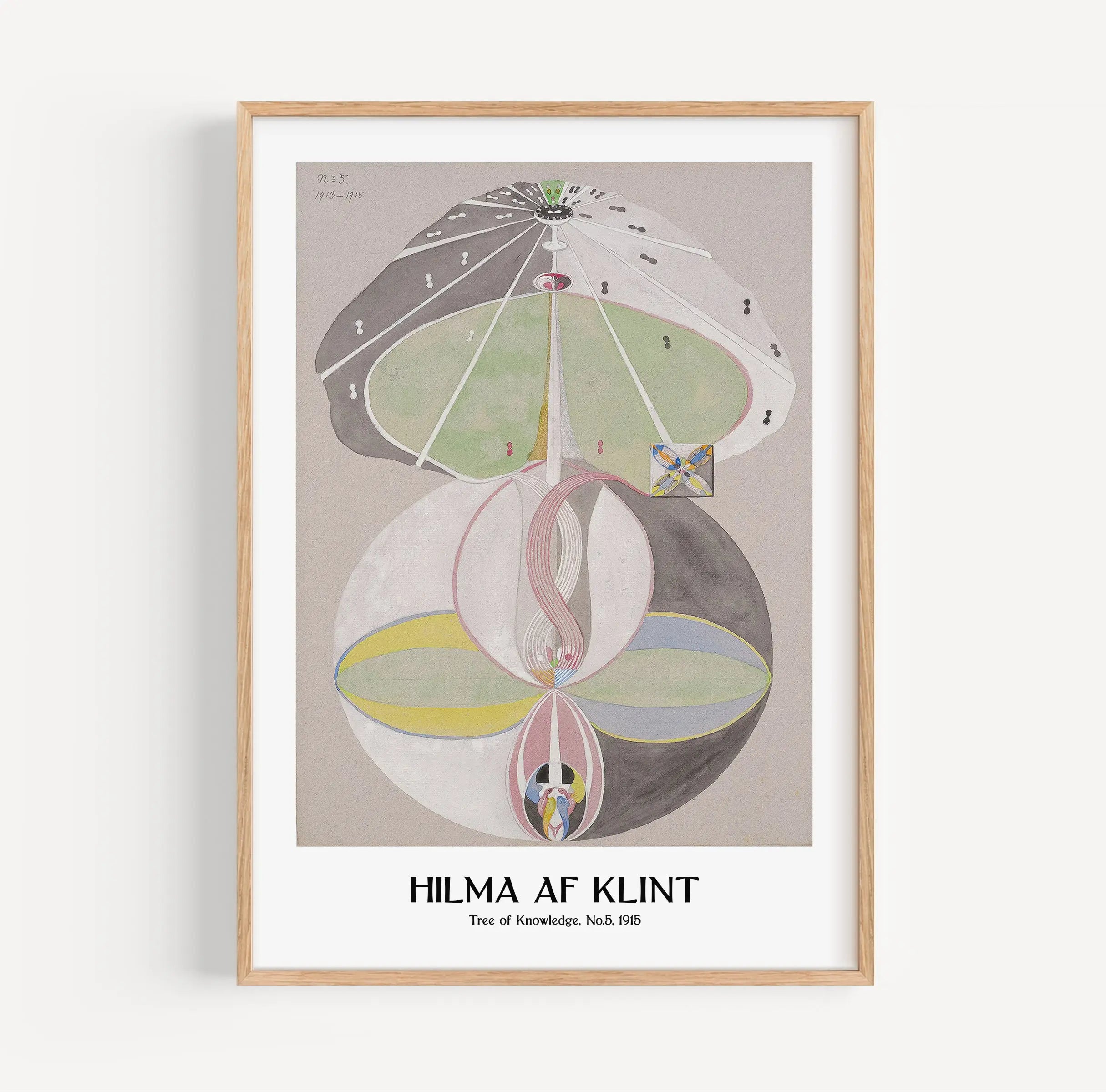 Framed abstract kunstprint van Hilma af Klint Tree of Knowledge No5 Poster