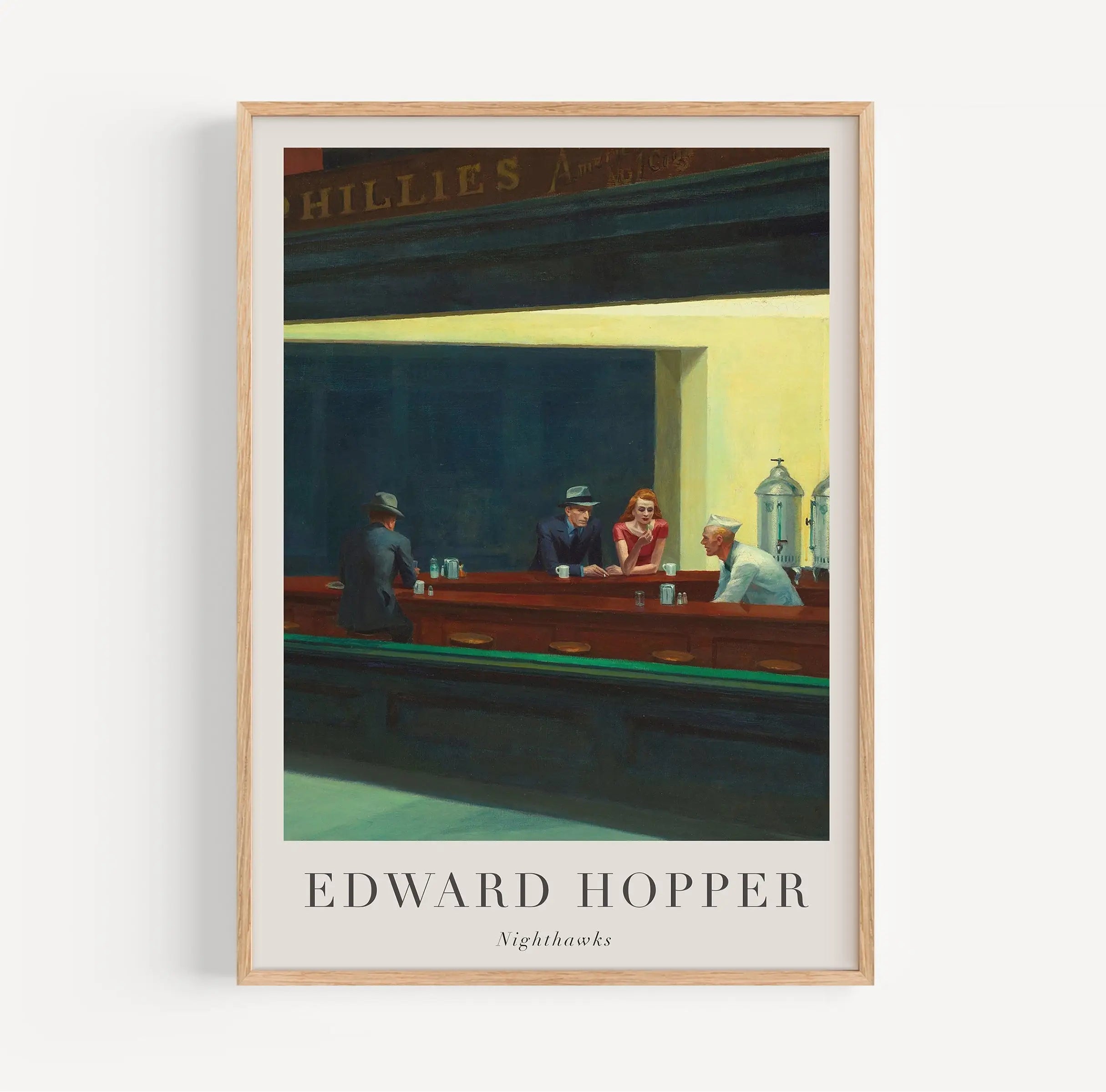 Gepasseerde Edward Hopper schildering op Hopper Nighthawks Poster