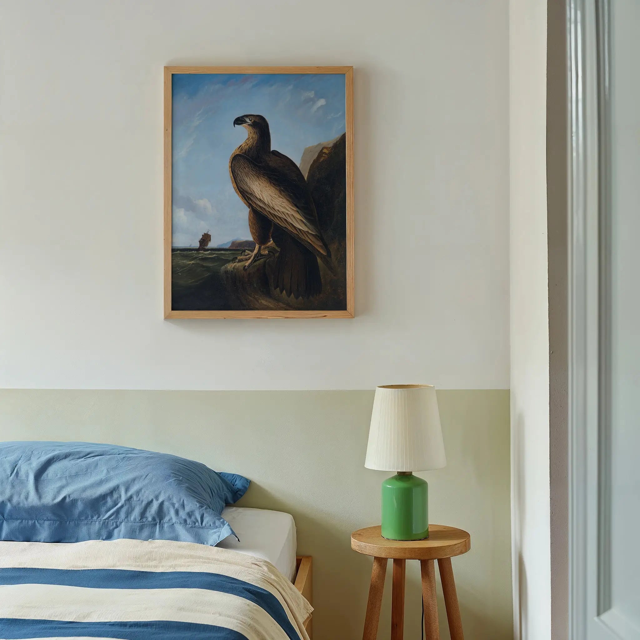 Gepastelte afbeelding van een John James Audubon Zeearend poster in een lijst