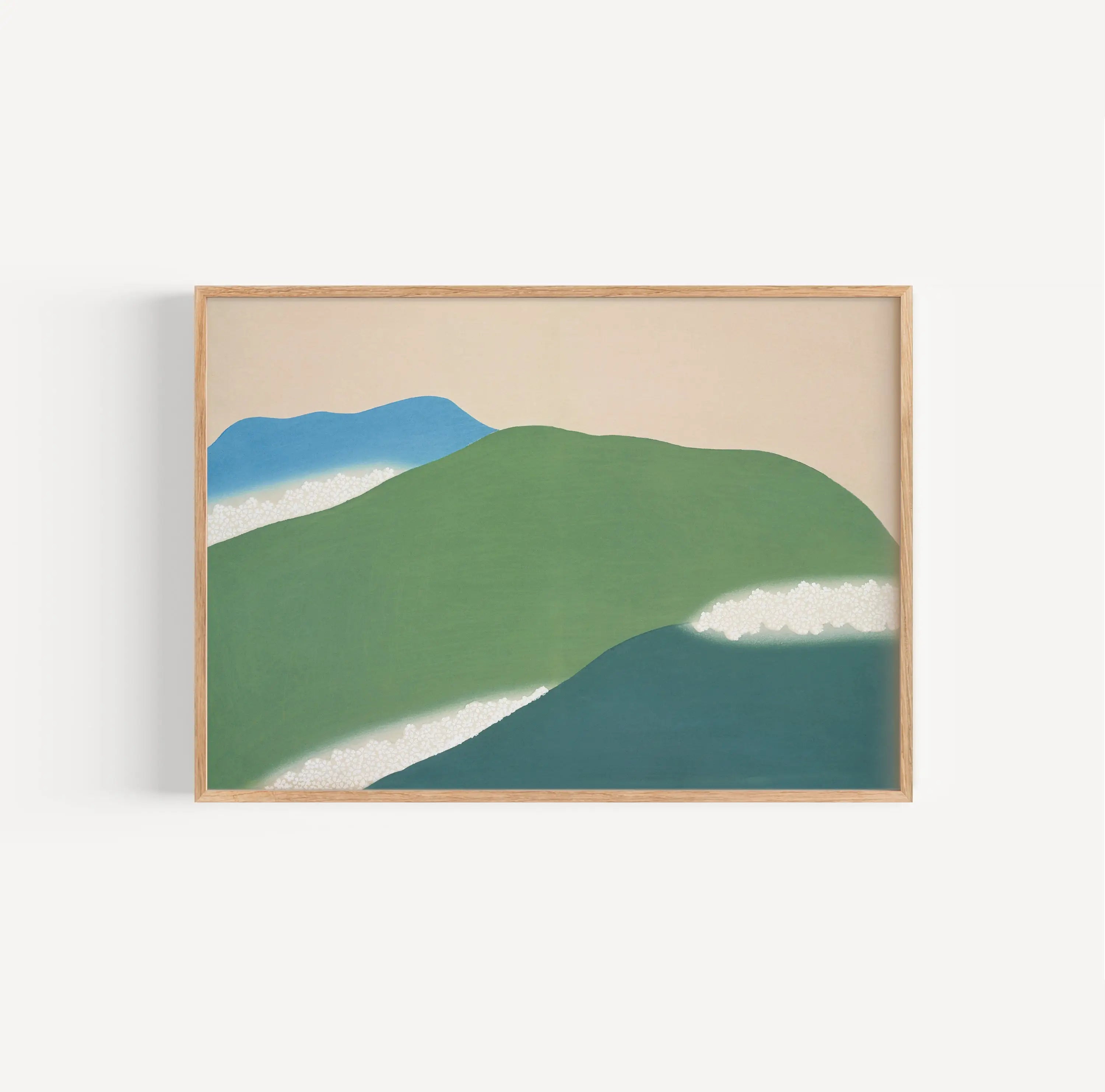 Gepaantek abstract berglandschap poster Kamisaka Sekka Green Mountains