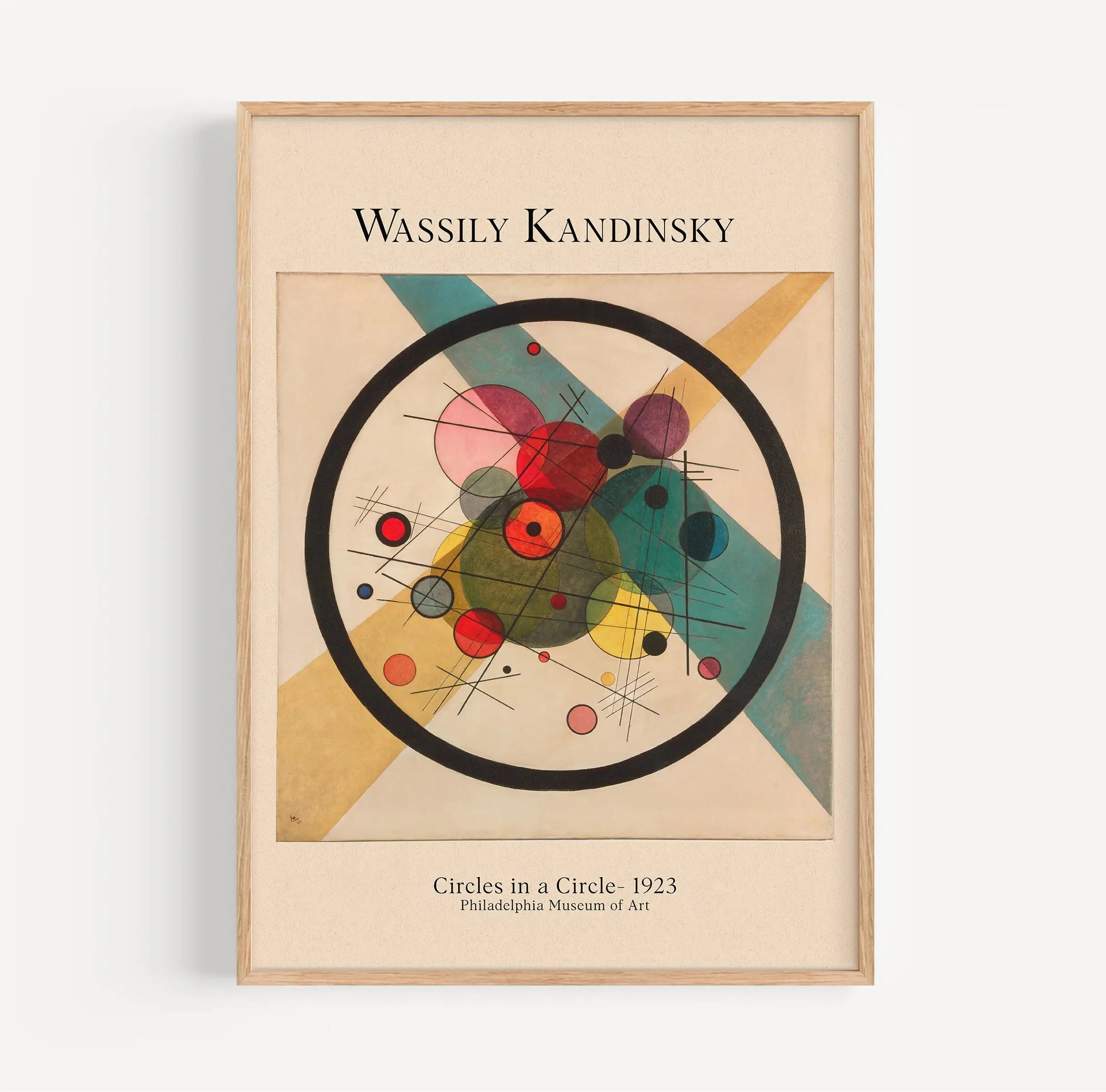 Gekaderde Kandinsky print in Circles in a Circle Poster muurdecoratie