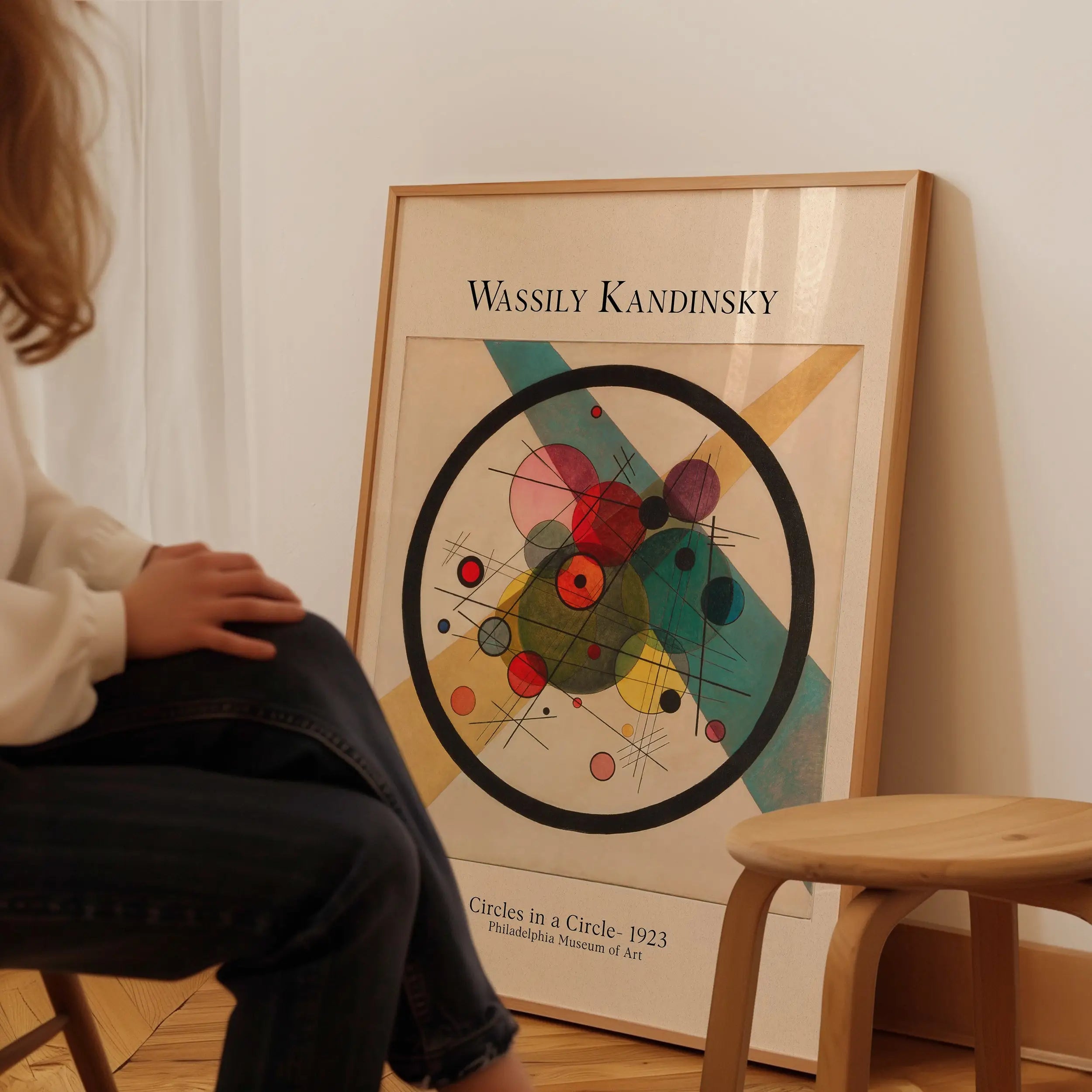Gekaderde Kandinsky kunstprint poster met cirkelvormige abstracte kunst