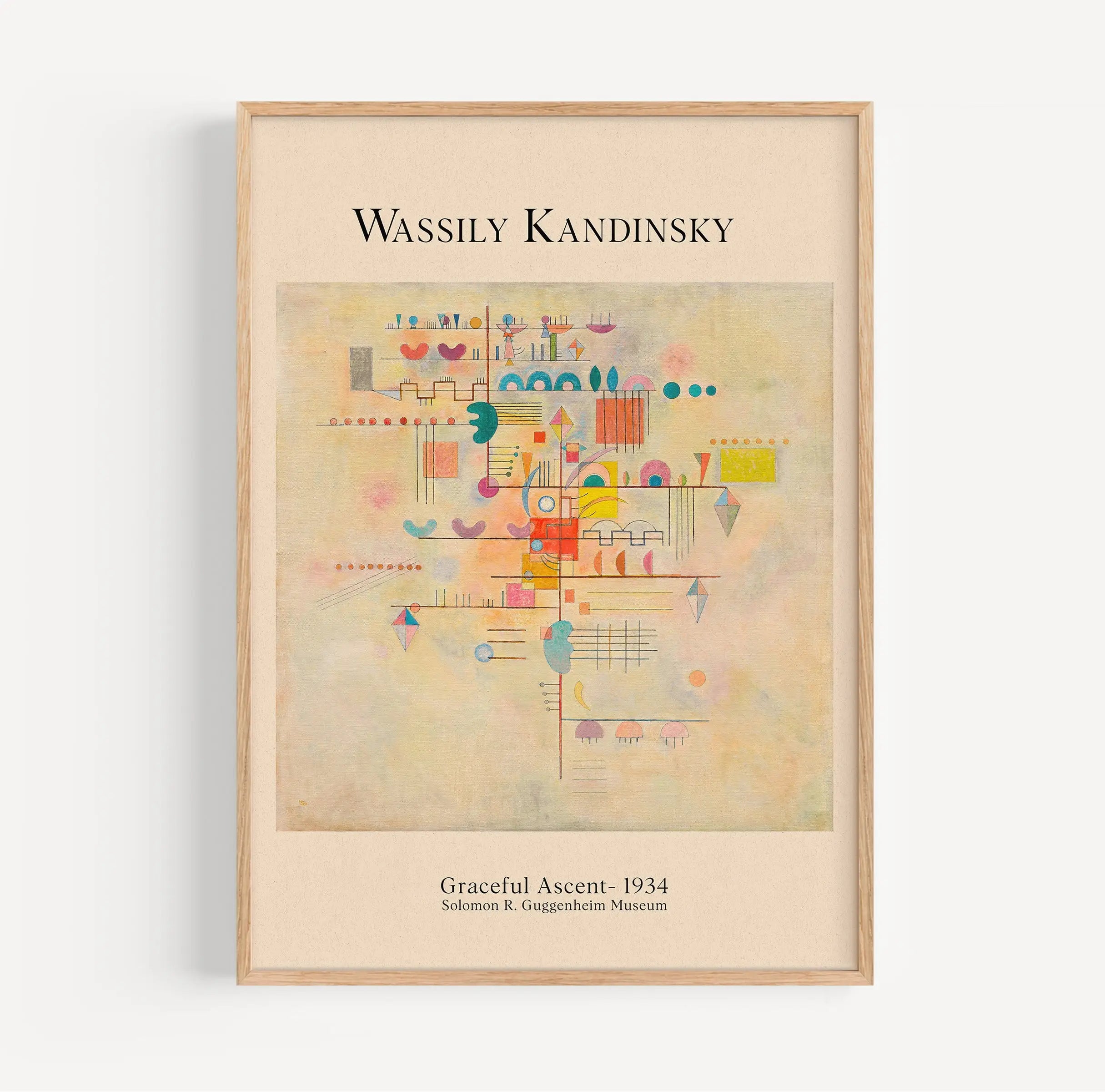 Gelijmd abstract kunstprint in lijst voor Kandinsky Graceful Ascent Poster
