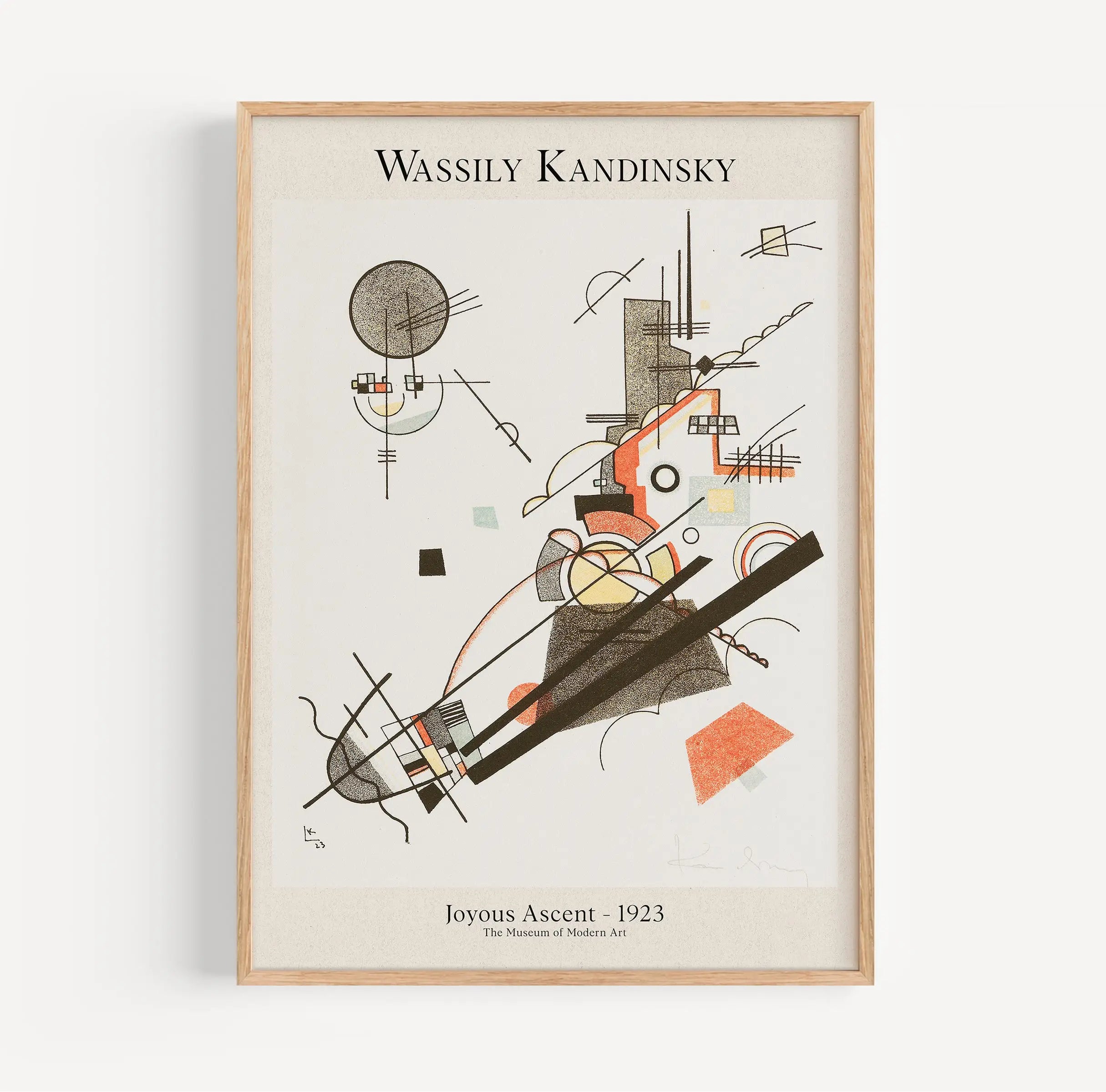 Foto van een ingelijst abstract kunstprint uit de Kandinsky Joyous Ascent Poster collectie