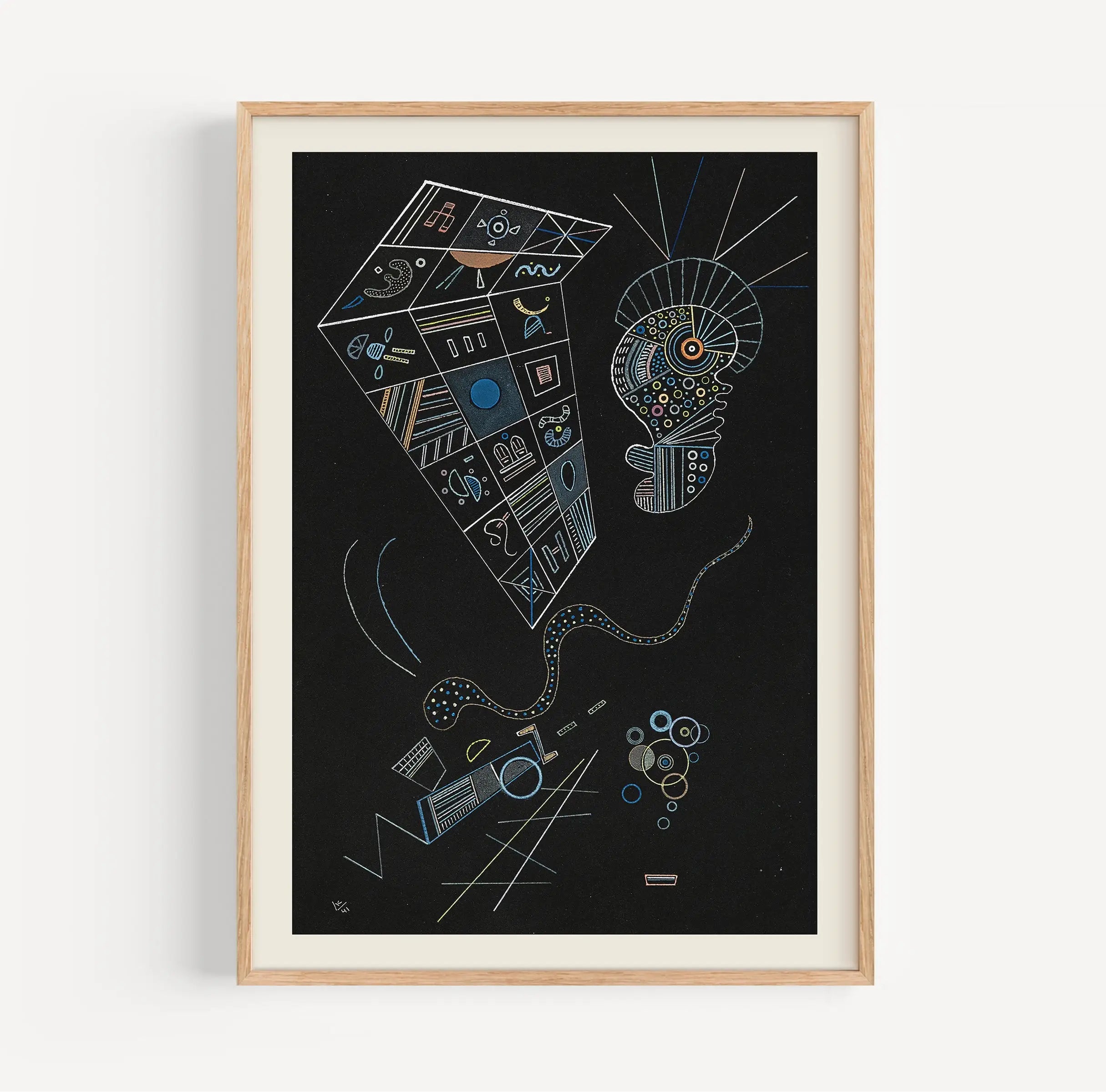 Framed abstract kunstprint van Kandinsky Ohne Titel Poster in interieurstijl