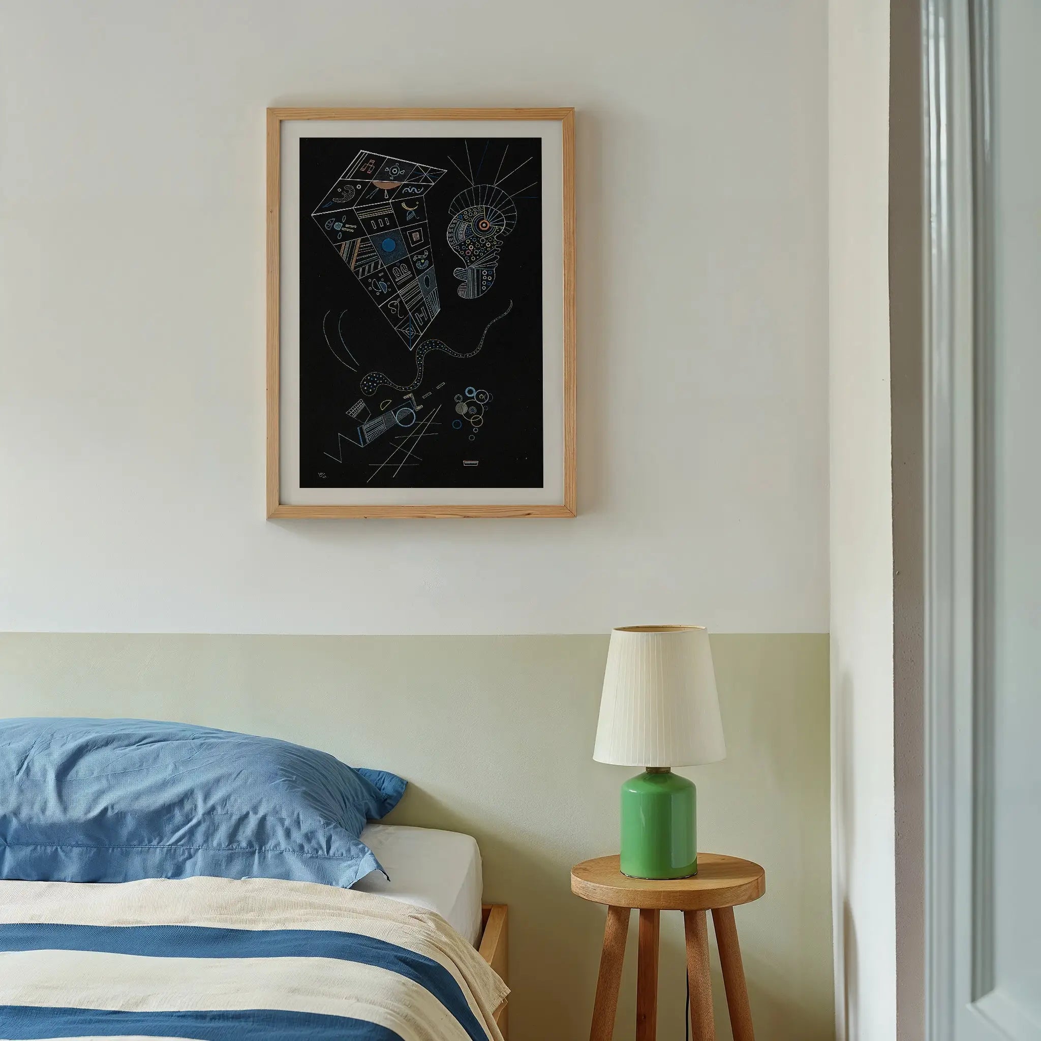 Geboorde abstracte kunstwerk in lijst op de Kandinsky Ohne Titel Poster