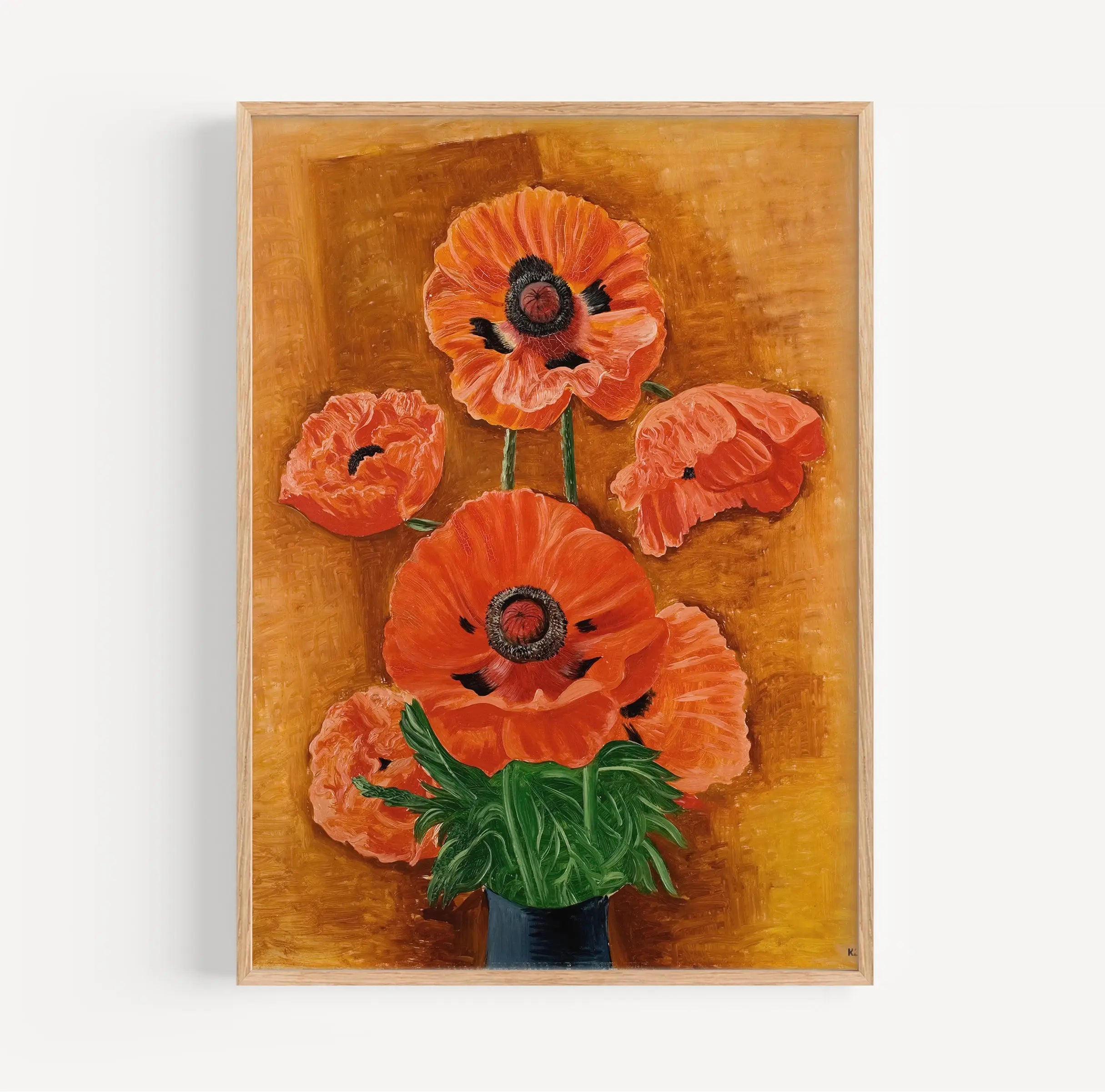 Framed floral painting van Kisling Vase de Pavots Poster op muurdecoratie