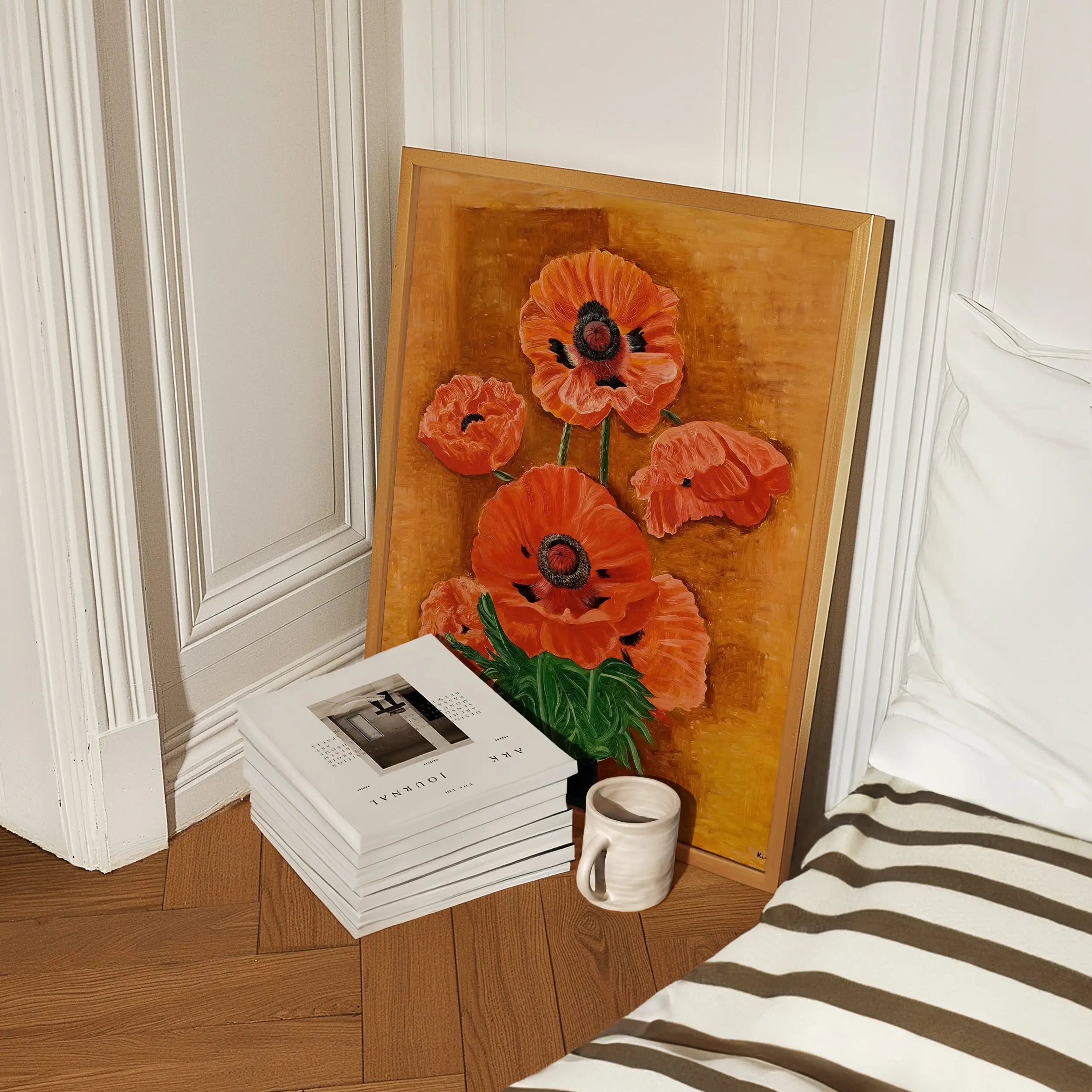 Framed poppy painting from Kisling Vase de Pavots Poster op muur