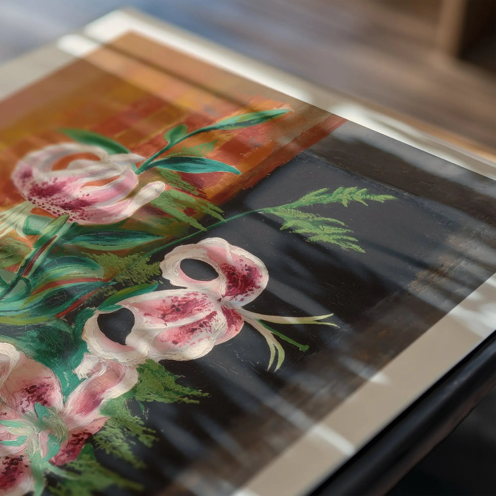 Decoratief bloemenbeschilderd doosje voor Kislings Fleurs dans un vase Poster