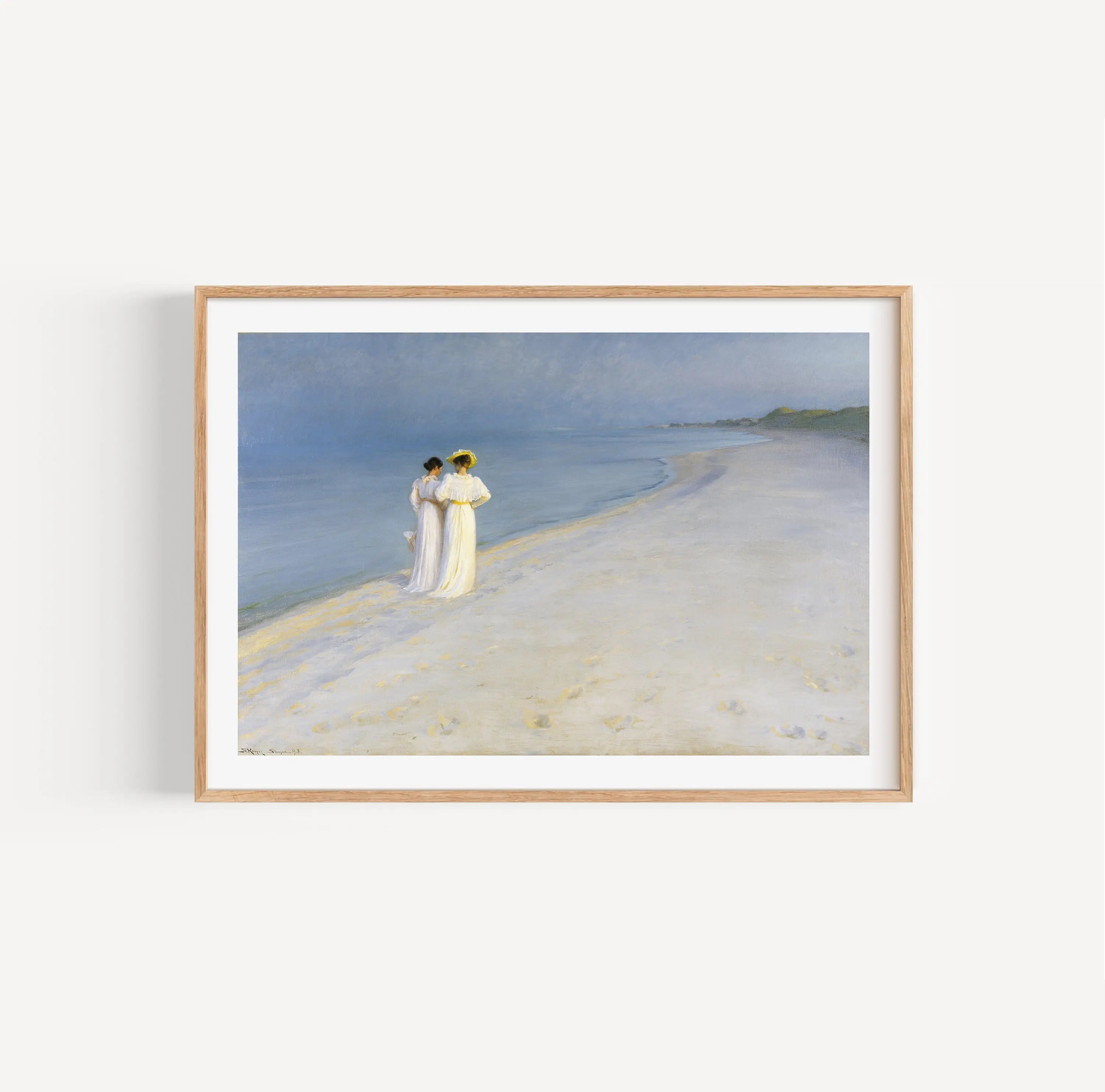 Gekaderde strand scène schilderij voor Krøyers Zomerse Avond kunstproduct