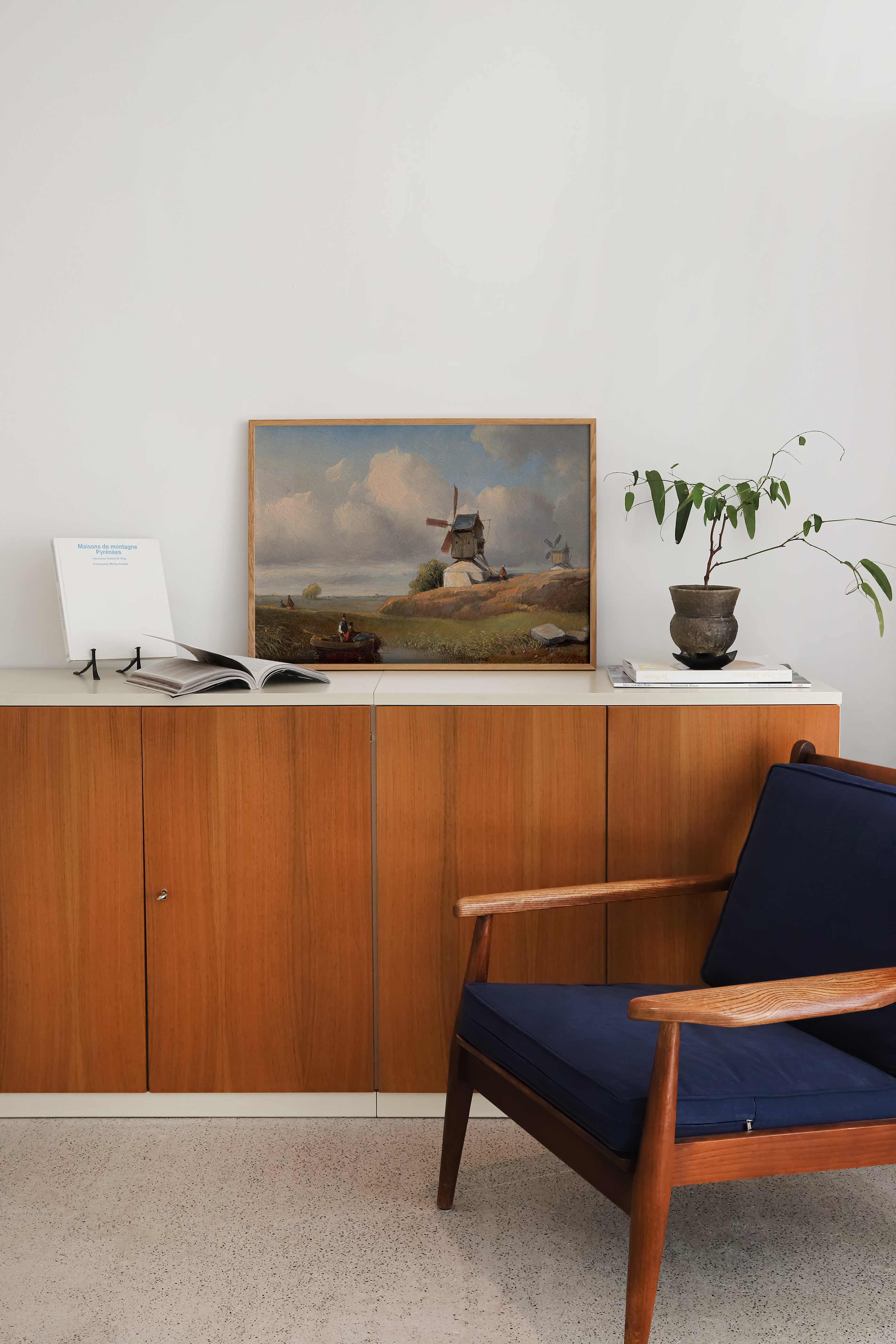 Willem Lodewijk Andrea - Landschap met twee molens poster van schilderij