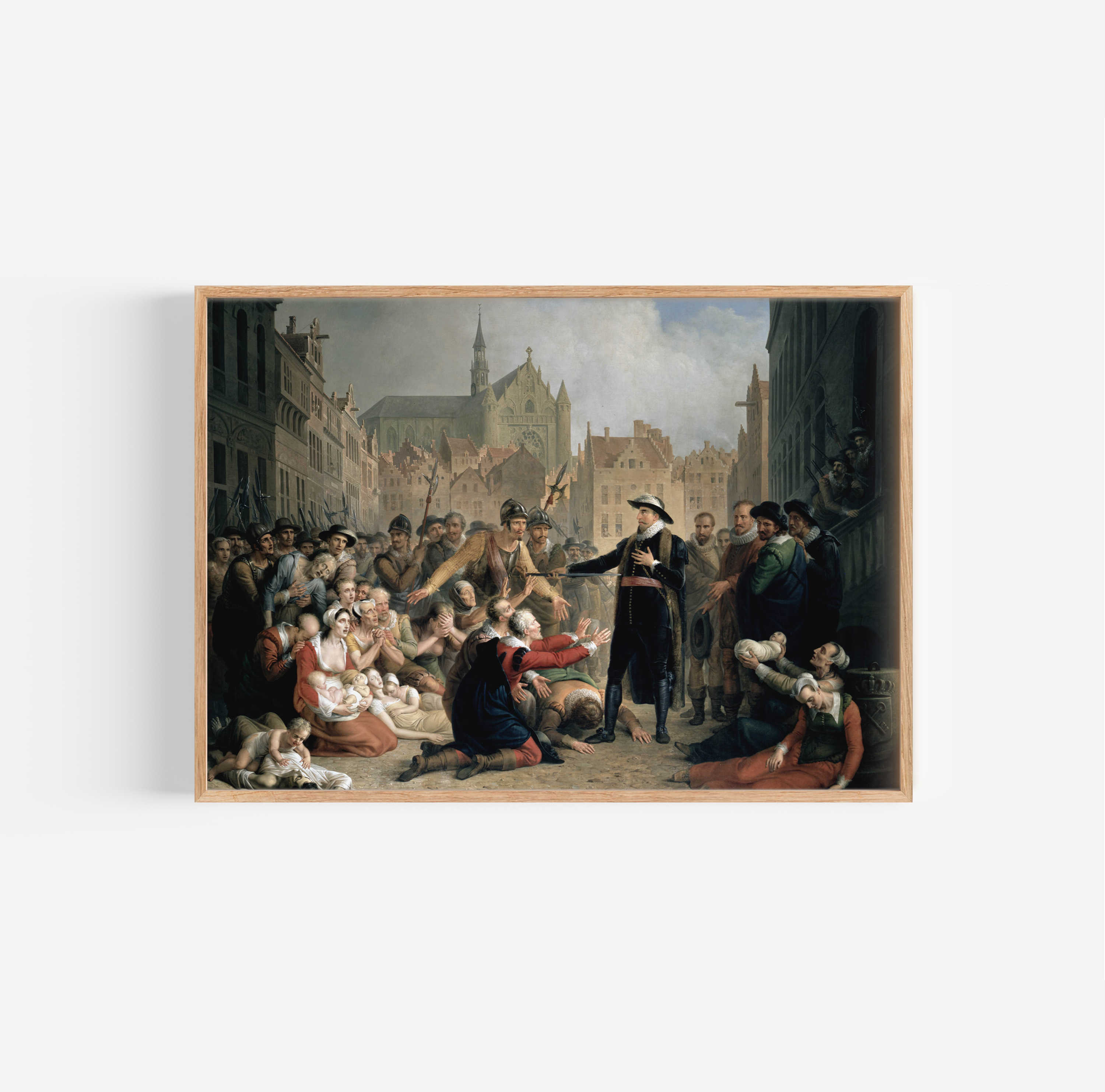 Mattheus Ignatius van Bree De zelfopoffering van Burgemeester Pieter van der Werf poster van schilderij