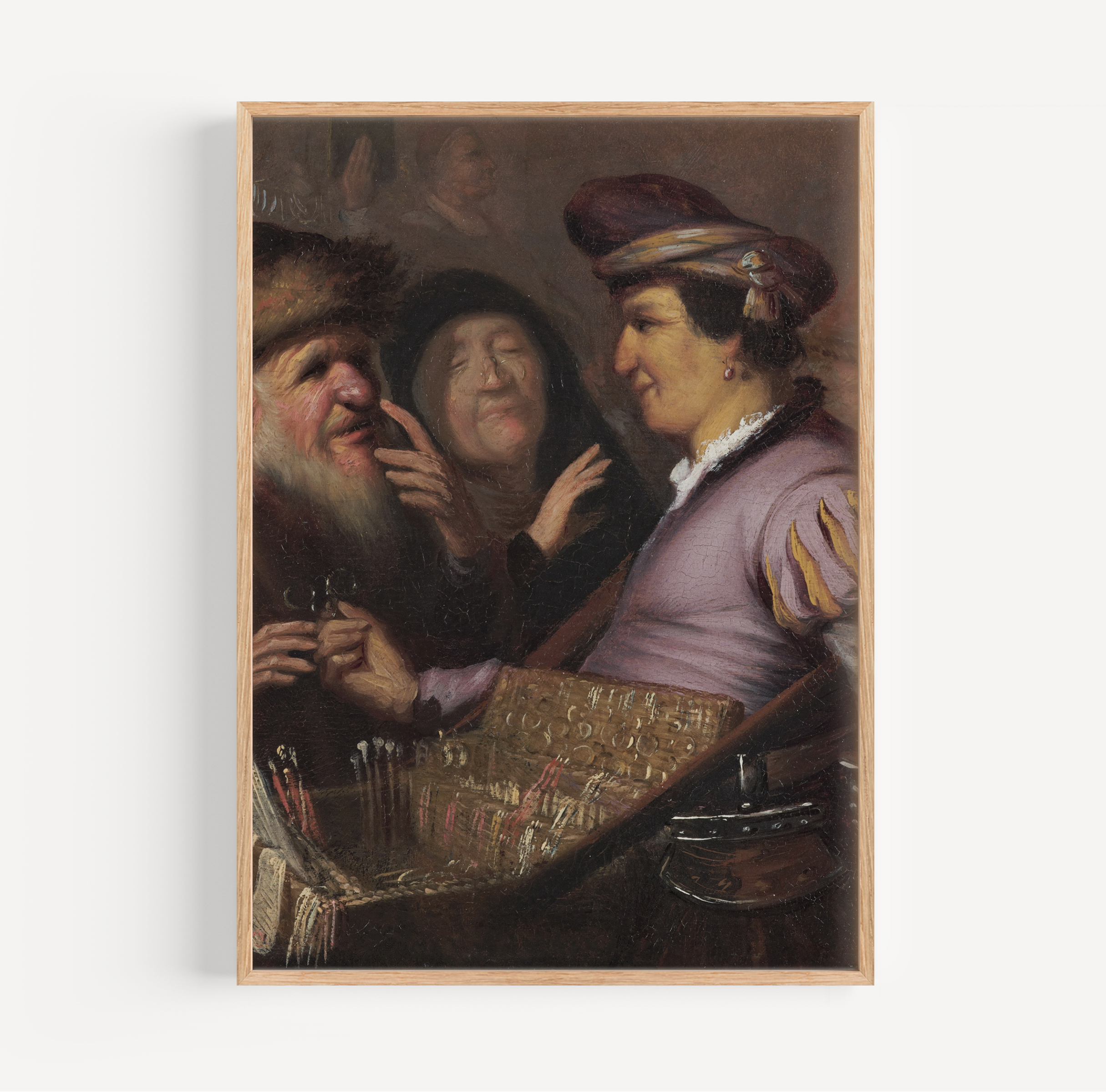 Rembrandt van Rijn - Brillenverkoper poster van schilderij