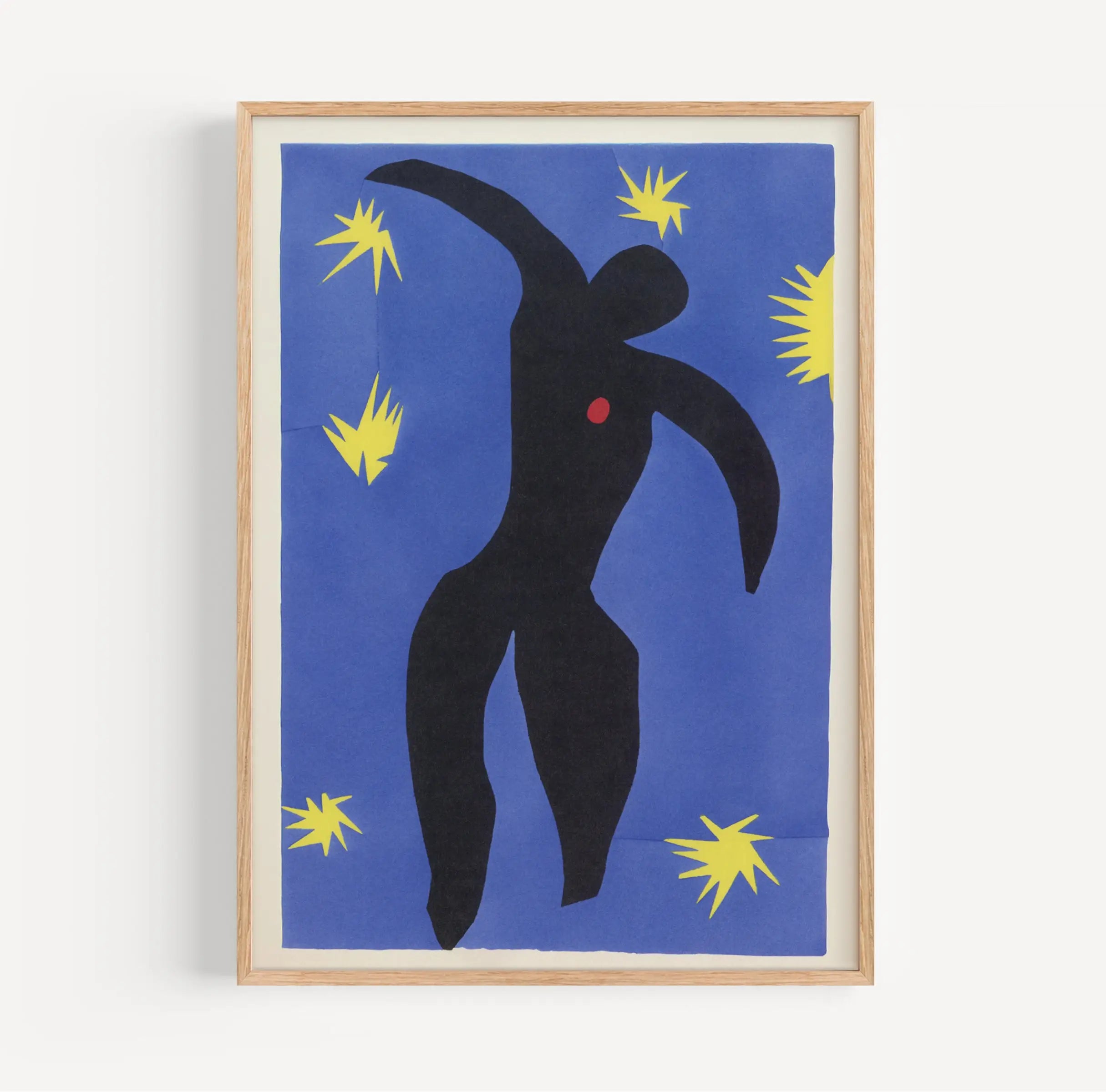 Geïnspireerde Matisse-stijl uitgeknipte kunst in lijst op de Matisse Icarus Jazz Poster