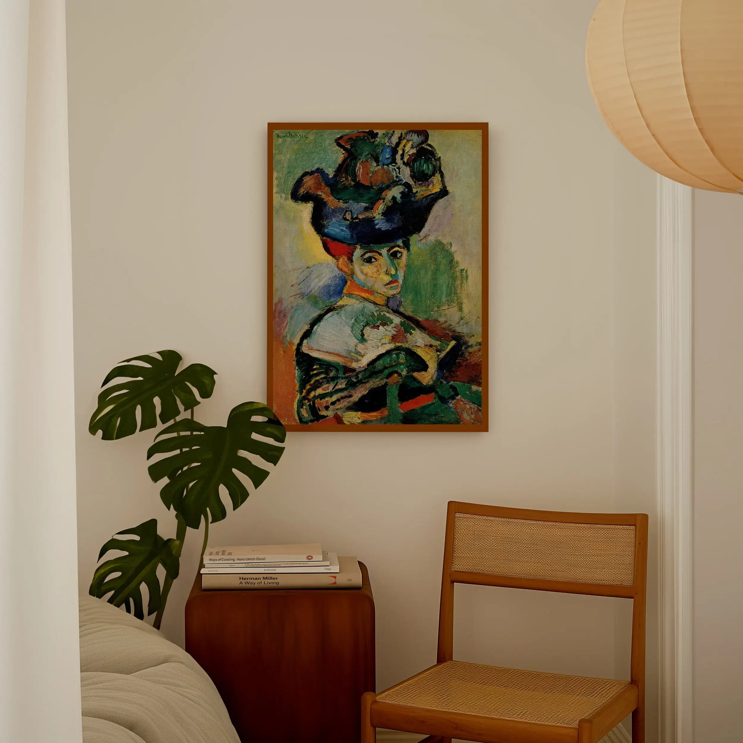 Kleurrijk portret schilderij op de Matisse Vrouw met hoed poster