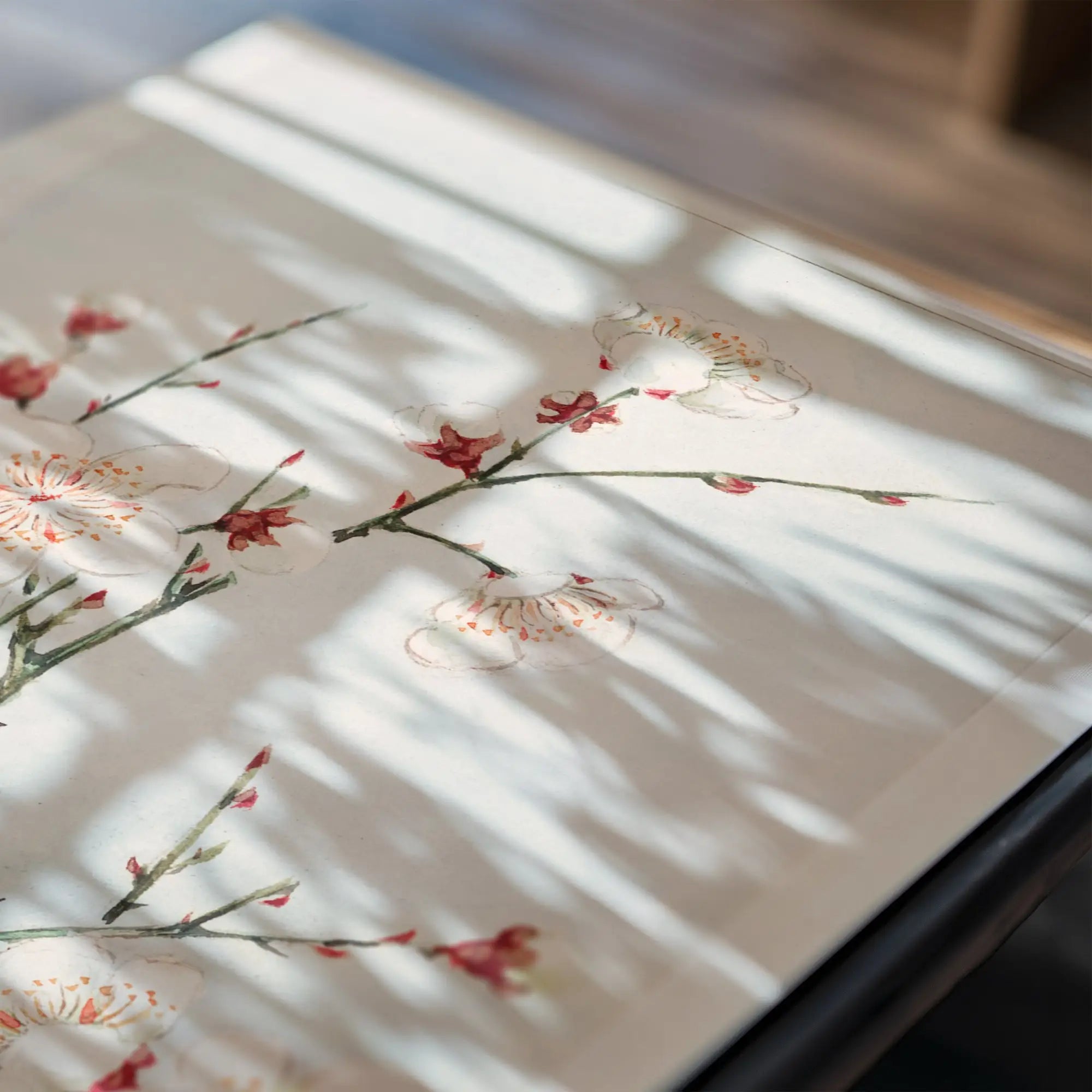 Floral-patroon tafelblad op Megata Morikaga Pruimenbloesems Poster