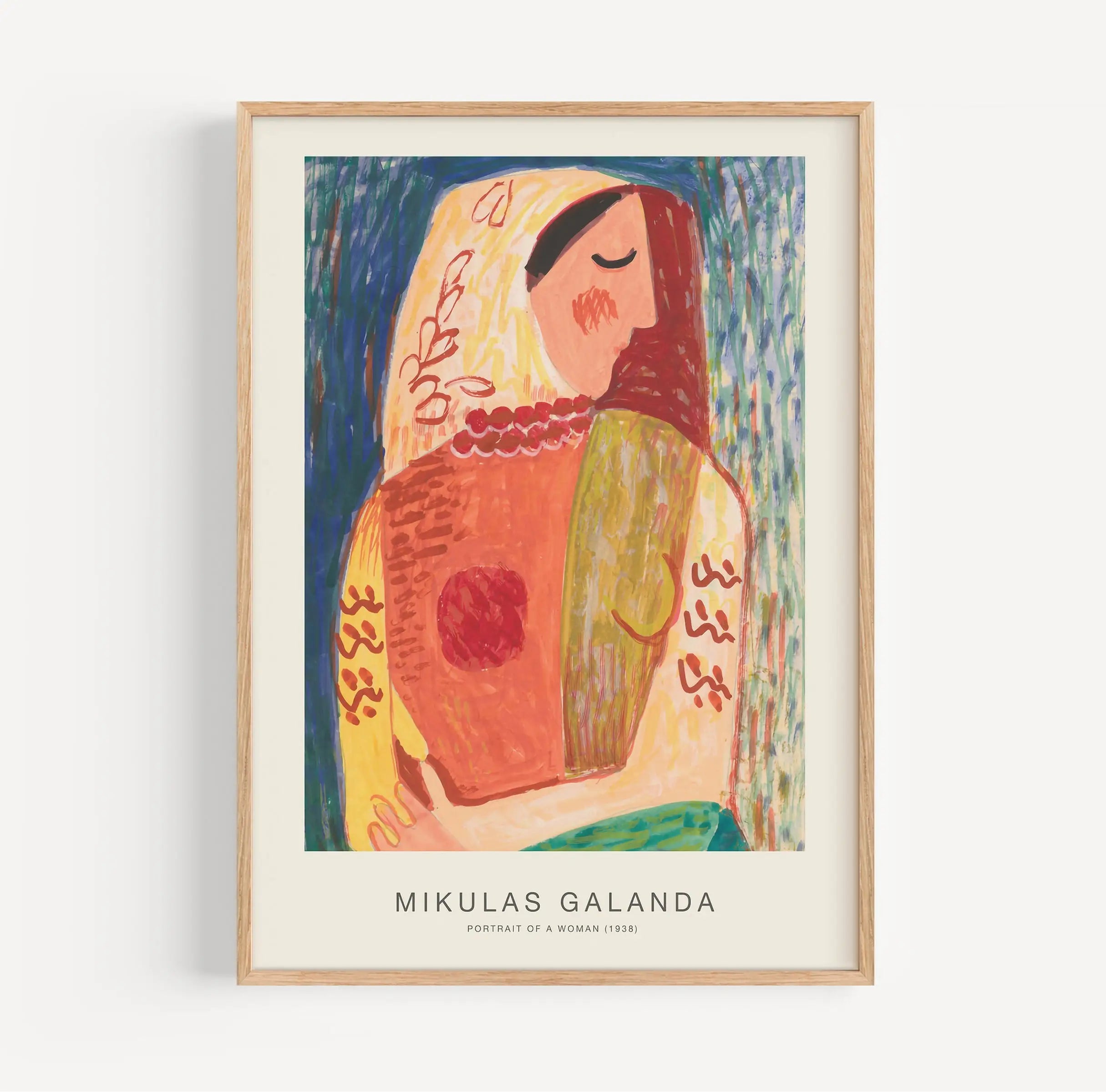 Gepresenteerde Mikulas Galanda portret van een vrouw poster in lijst