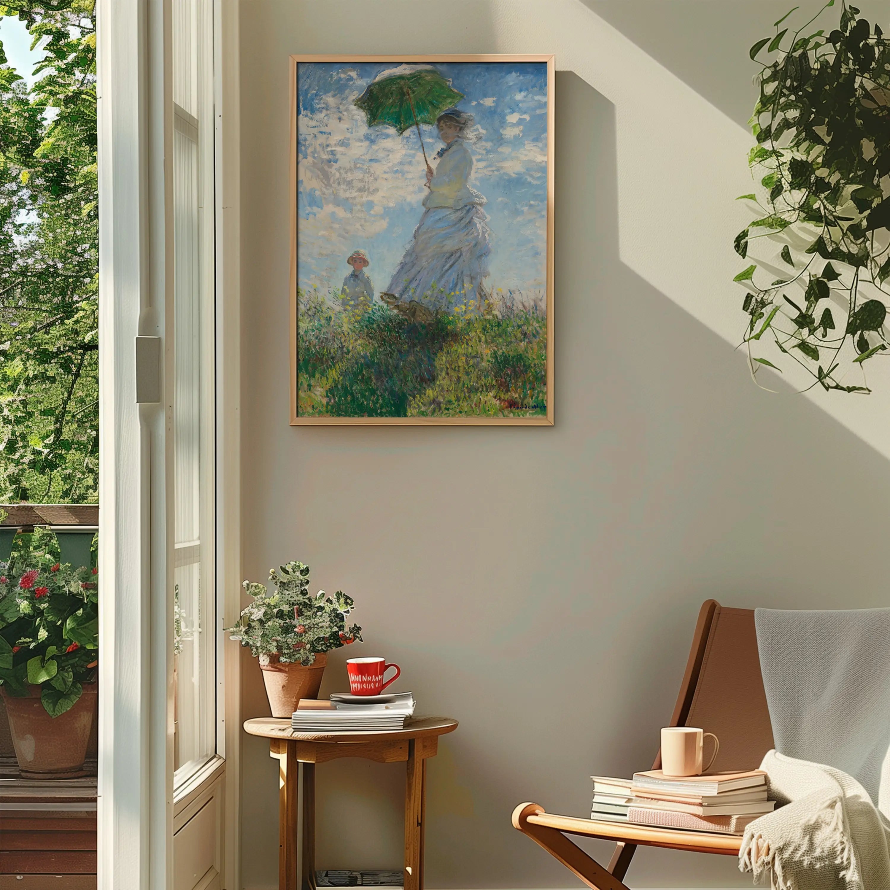 Geframedere Impressionistische schildering op Monet Madame Monet en Zoon Poster