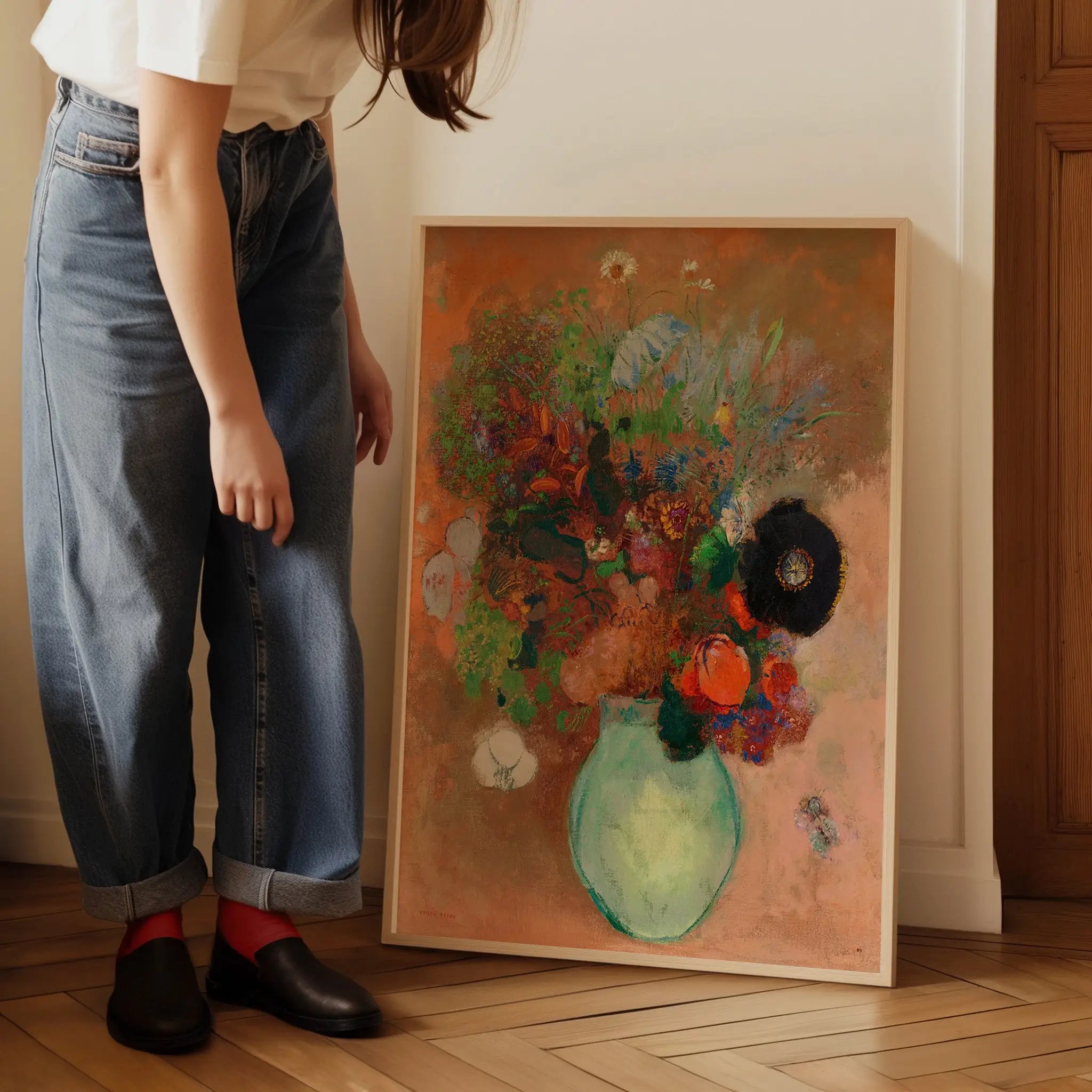 Framed floral painting from Odilon Redon Le Pavot Noir Poster