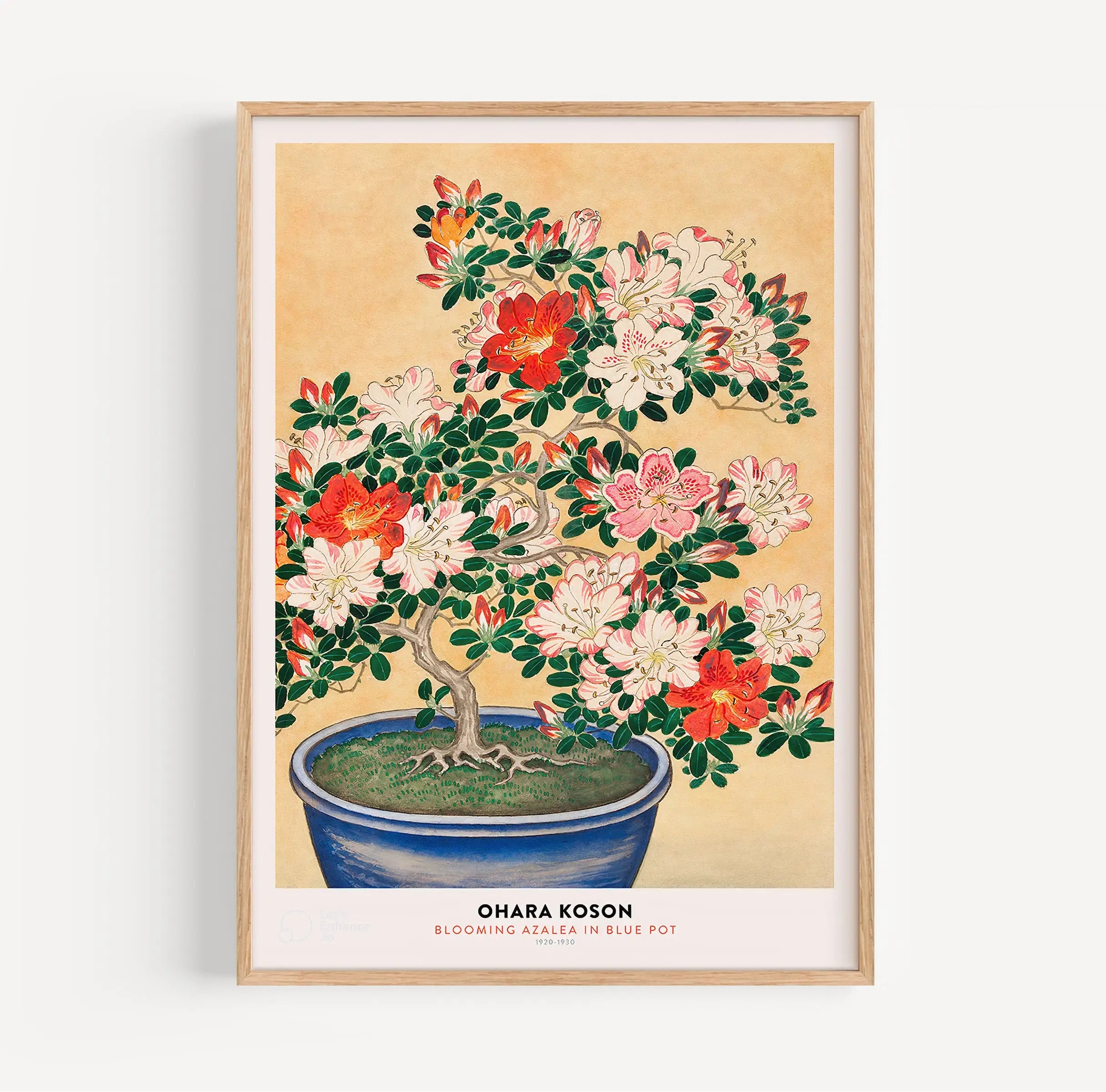 Geframajeerde bloemenprint in de Ohara Koson Azalea Poster