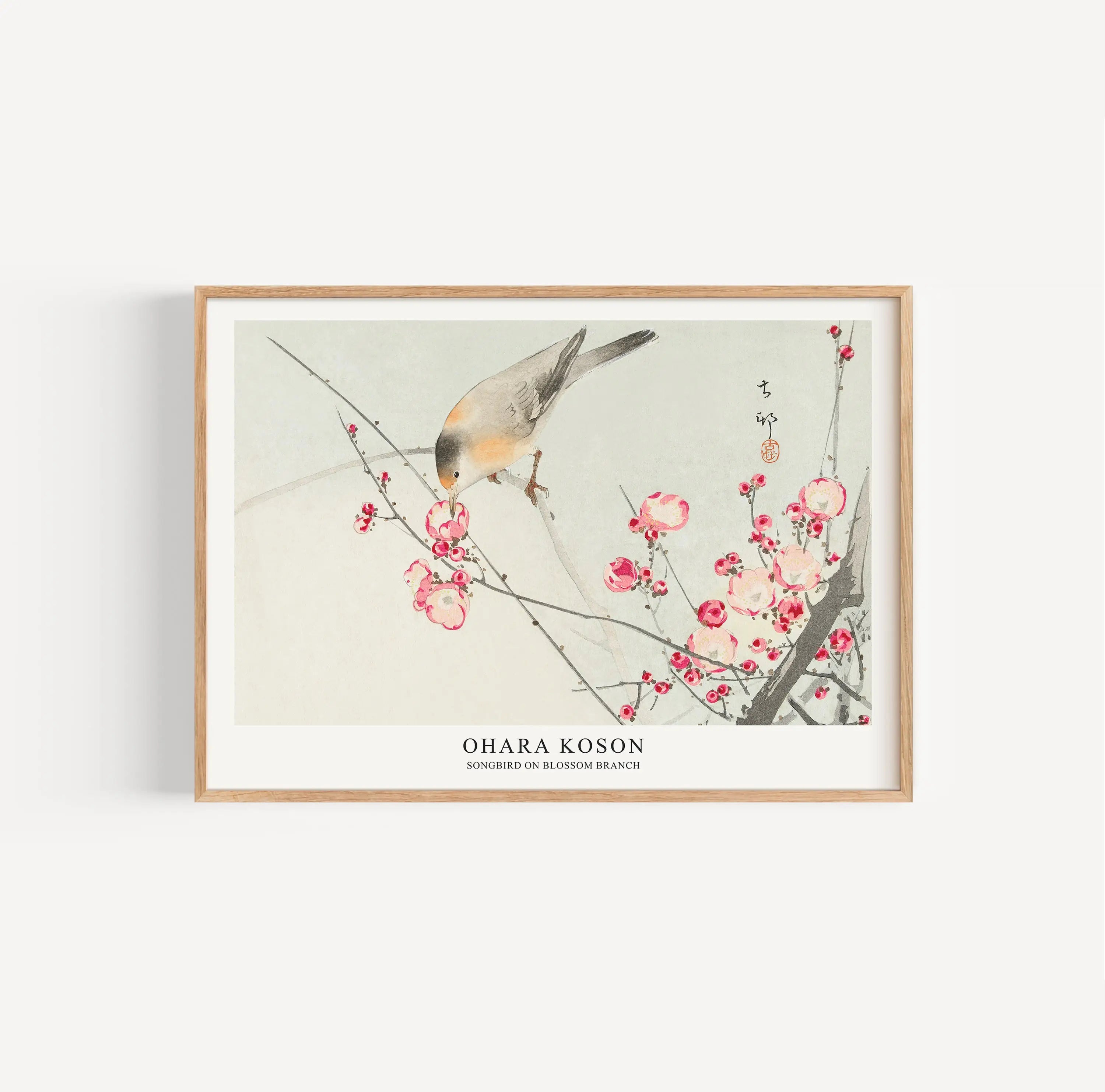 Ohara Koson - songbird on blossom branch Poster