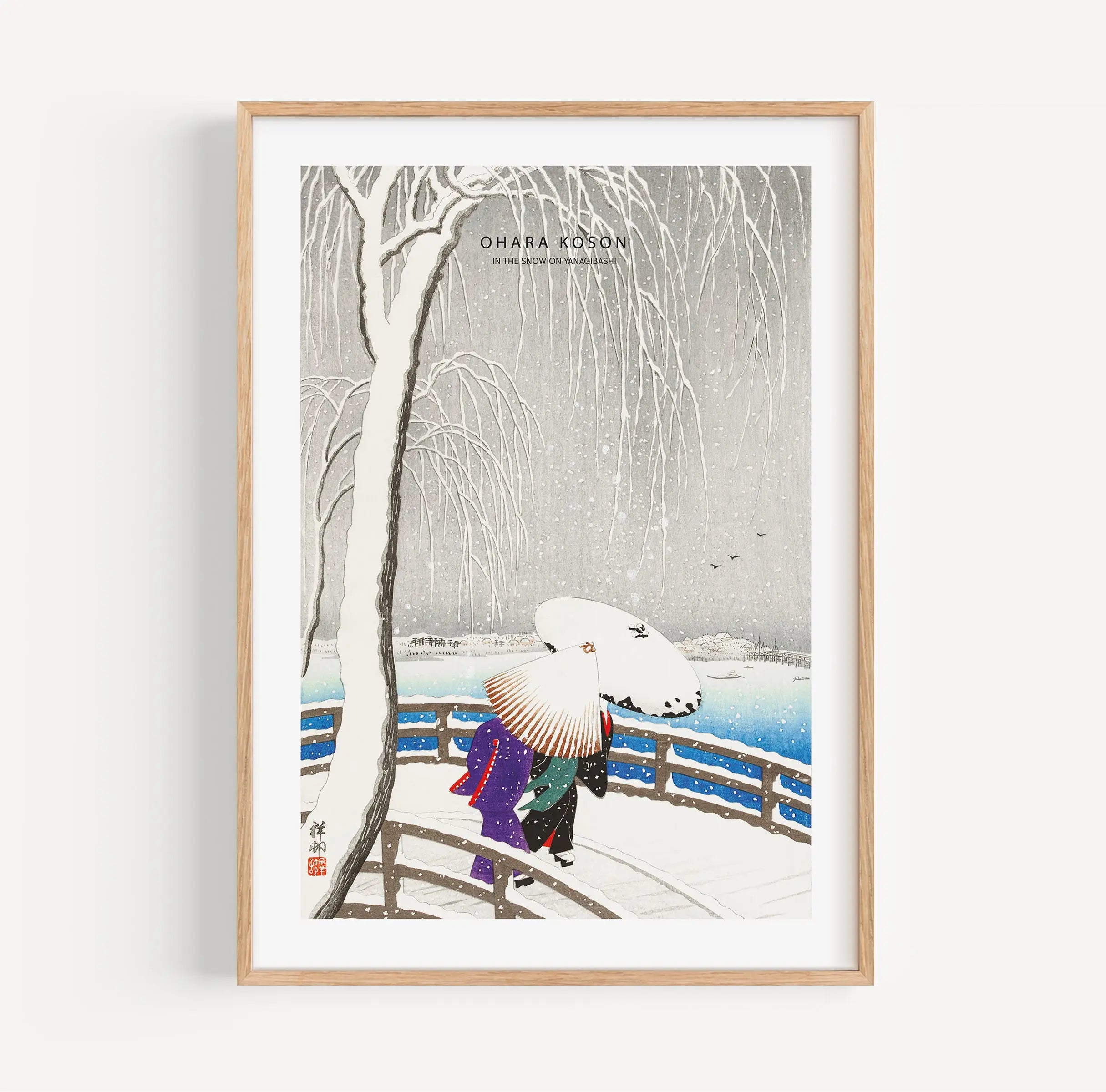 Ohara Koson - THE SNOW ON YANAGIBASHI Poster