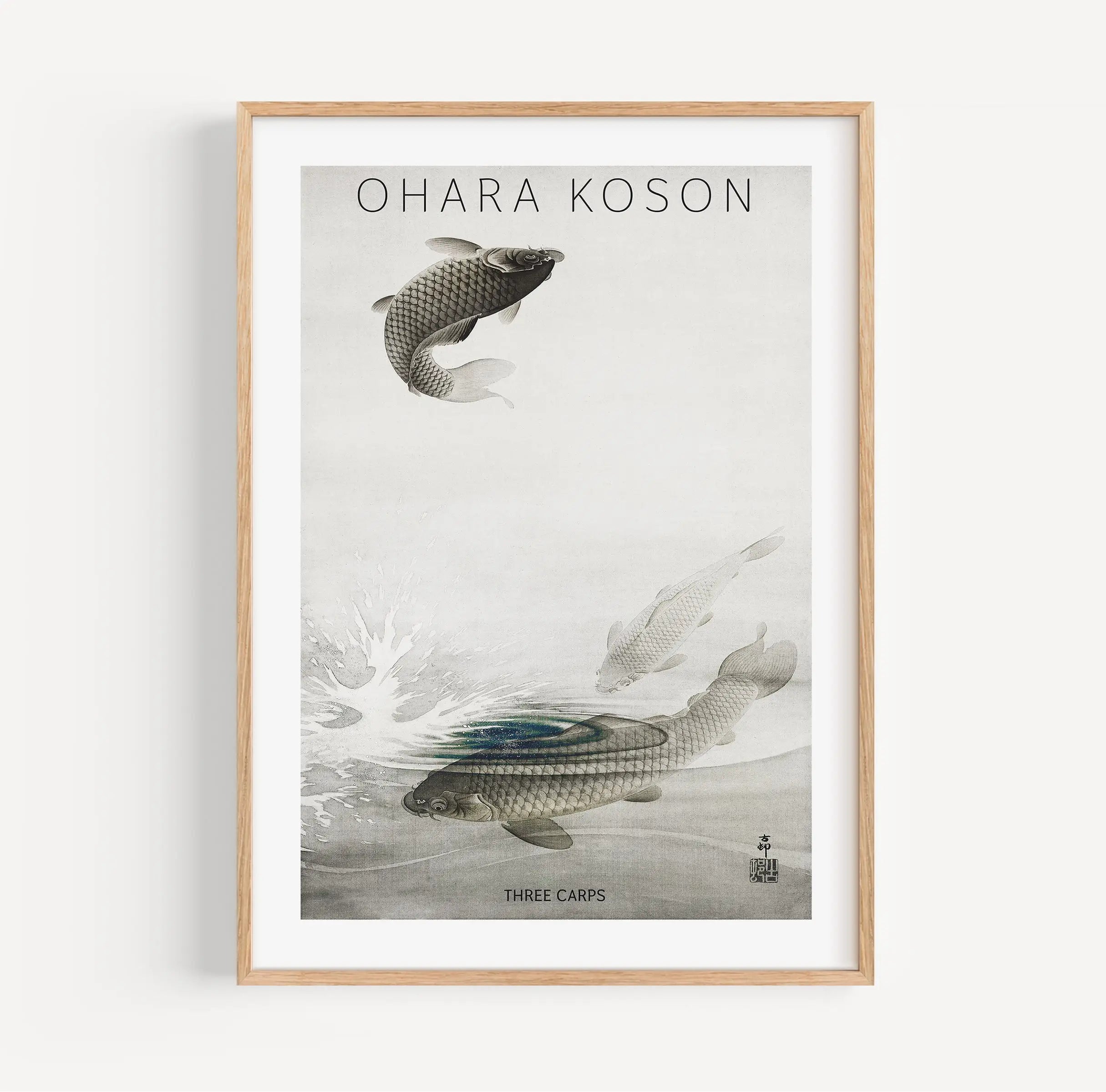 Ohara Koson - THREE CARPS Poster
