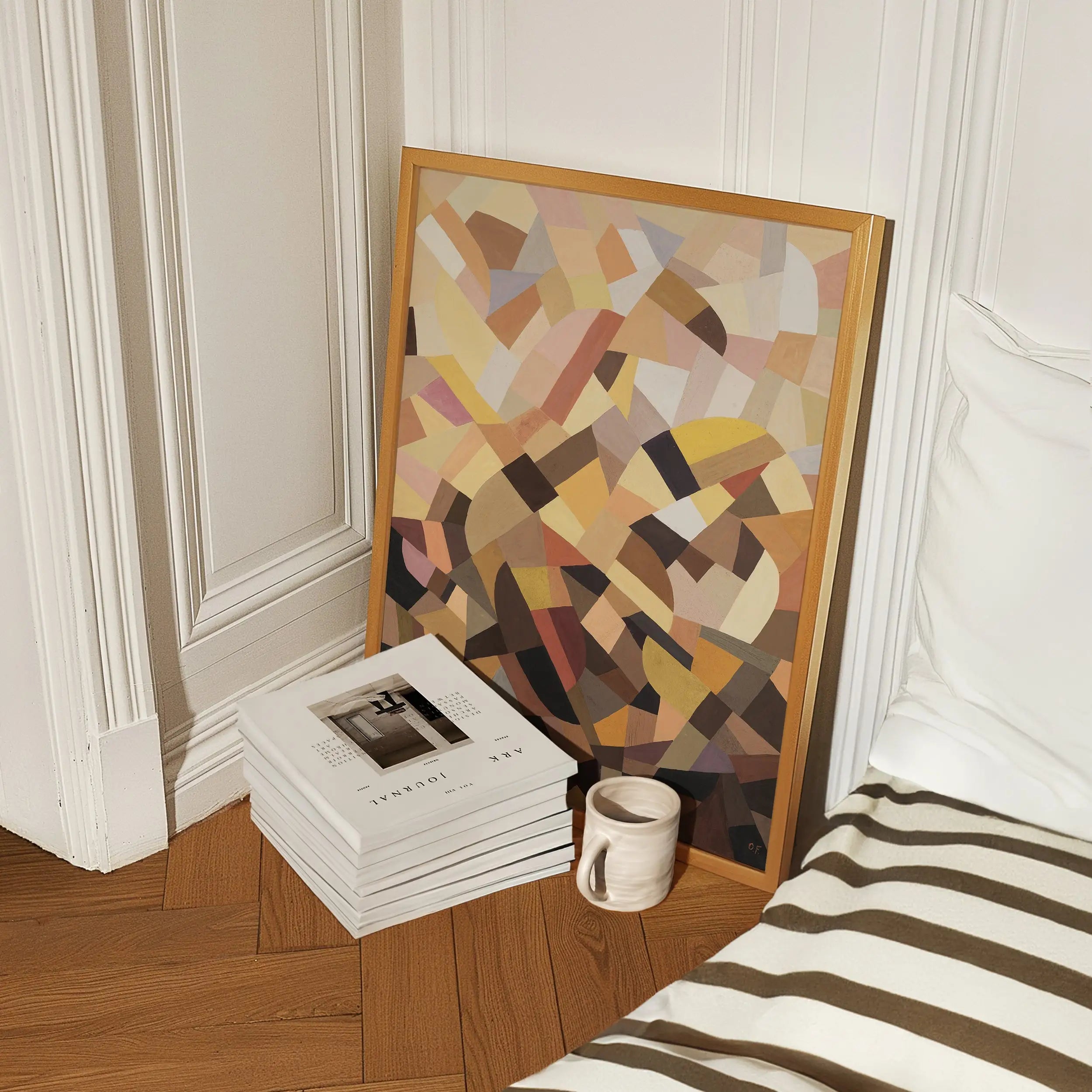 Abstract geometrisch kunstwerk in houten frame voor Otto Freundlich Komposition Poster