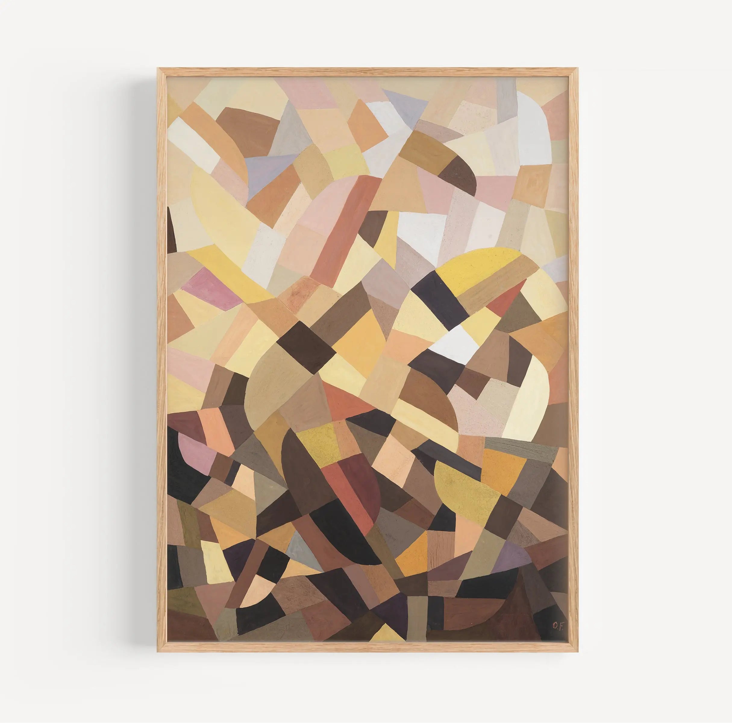 Abstract geometrisch schilderij in warme tinten op Otto Freundlich Kompositie Poster