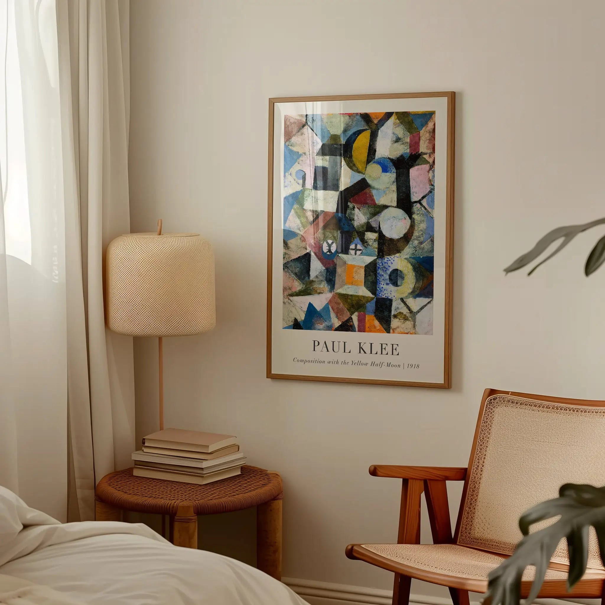 Geframateerde Paul Klee geometrische kunstposters, Paul Compositie met Gele Halve Maan