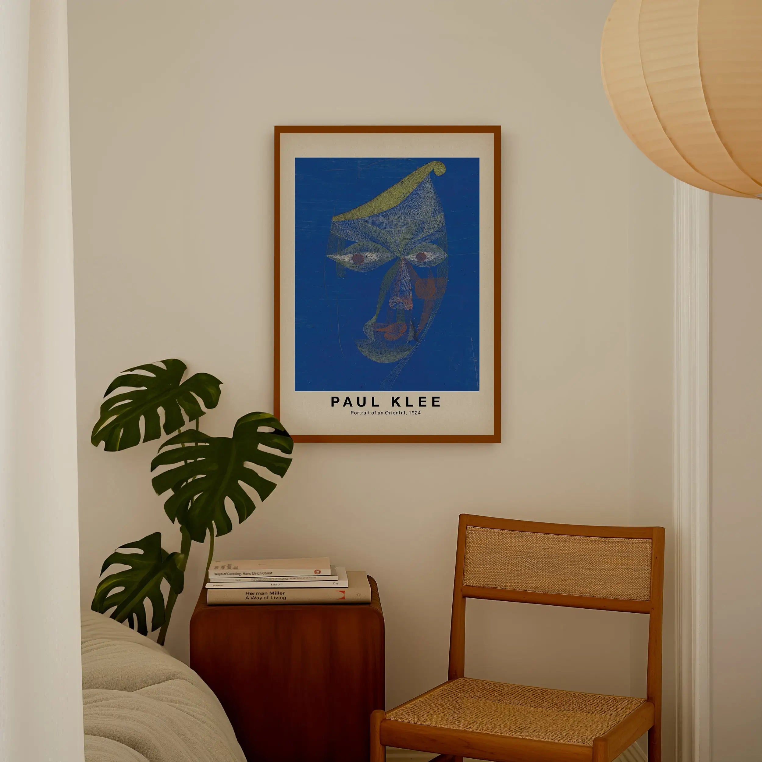 Ingeframeerde Paul Klee kunstposter van een portret met oriëntaals thema