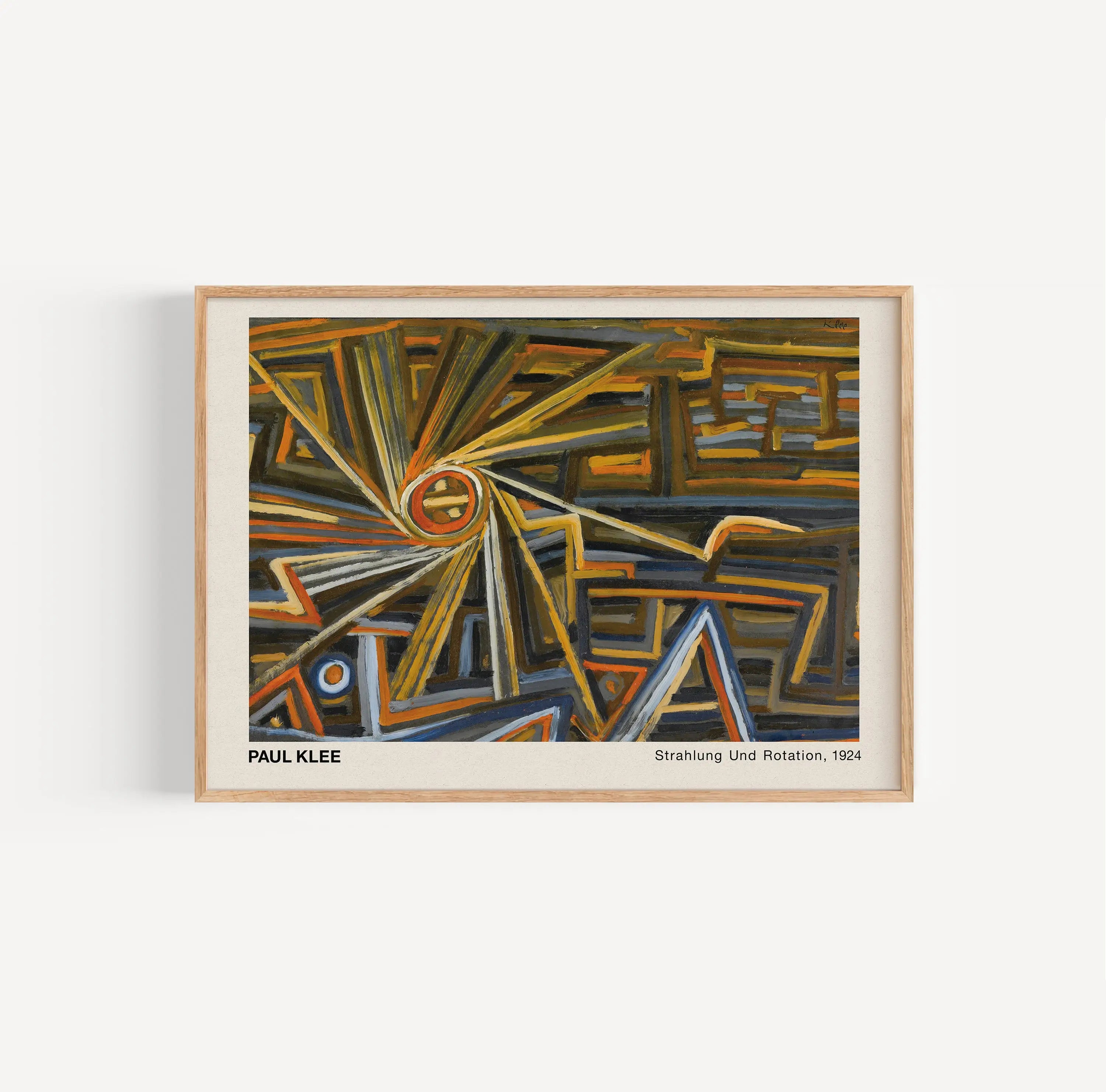 Geïnspireerd door Paul Klee poster met abstract kunst in een lijst, Strahlung und Rotation