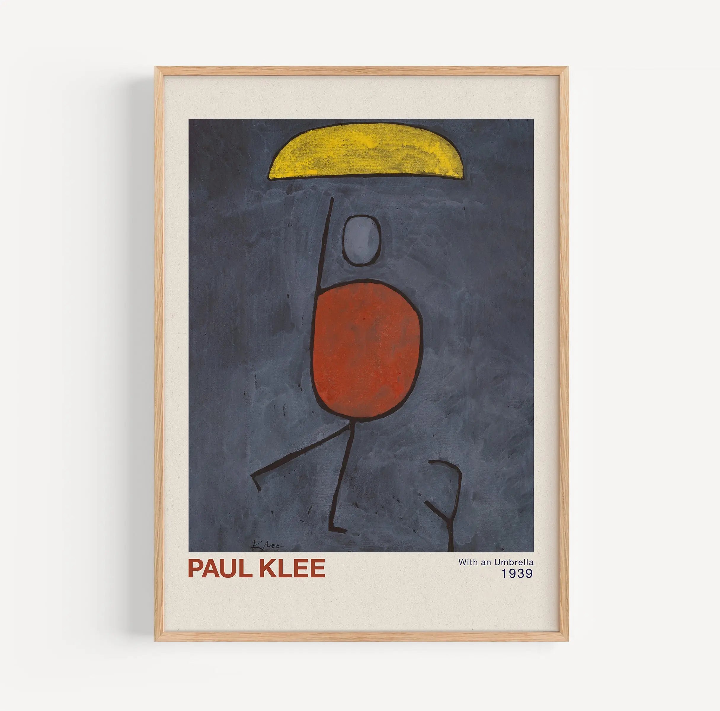 Geframereerde Paul Klee Schilderij poster met een paraplu voor wanddecoratie
