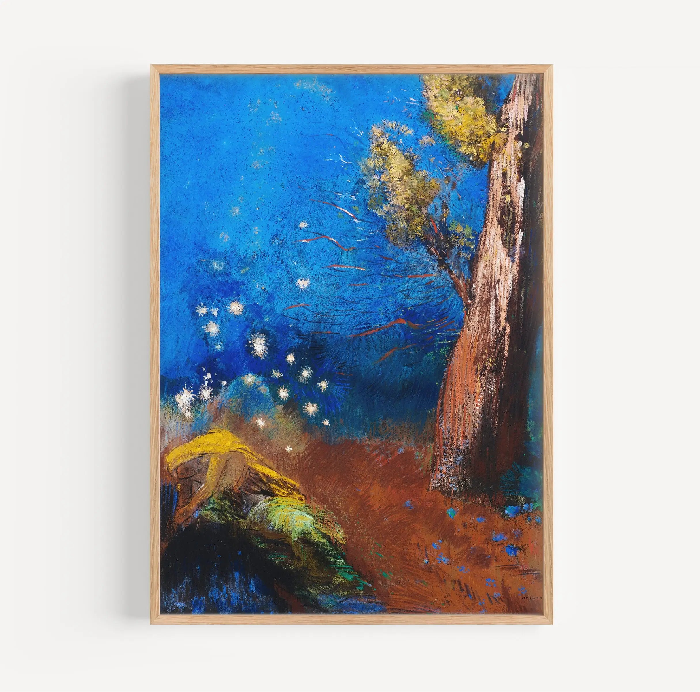 Gekaderde impressionistische landschapsschilderij van Redon voor La mort de Bouddha Poster