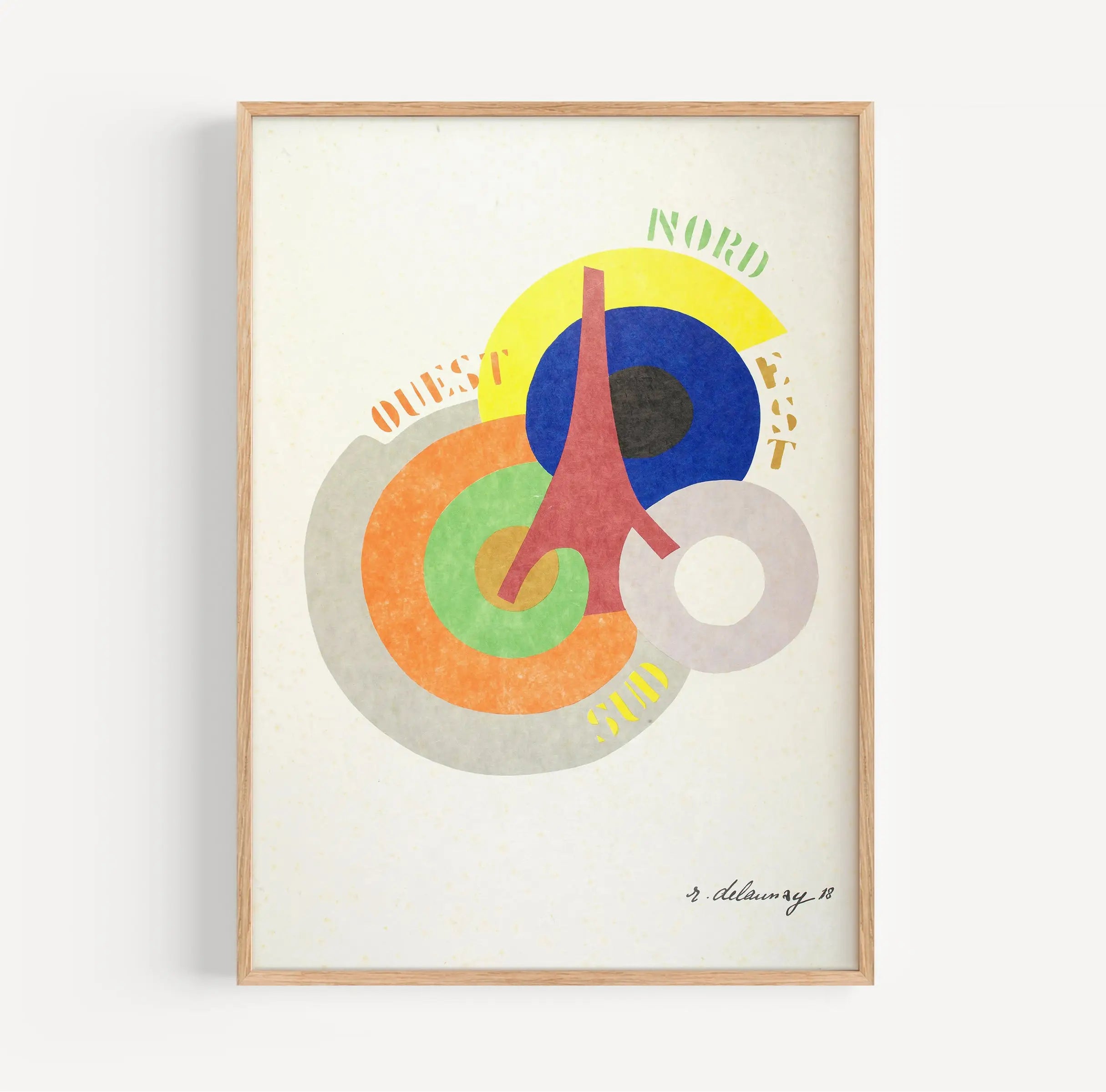 Framed abstract painting poster Robert Delaunay Nord Est Sud Ouest op muur