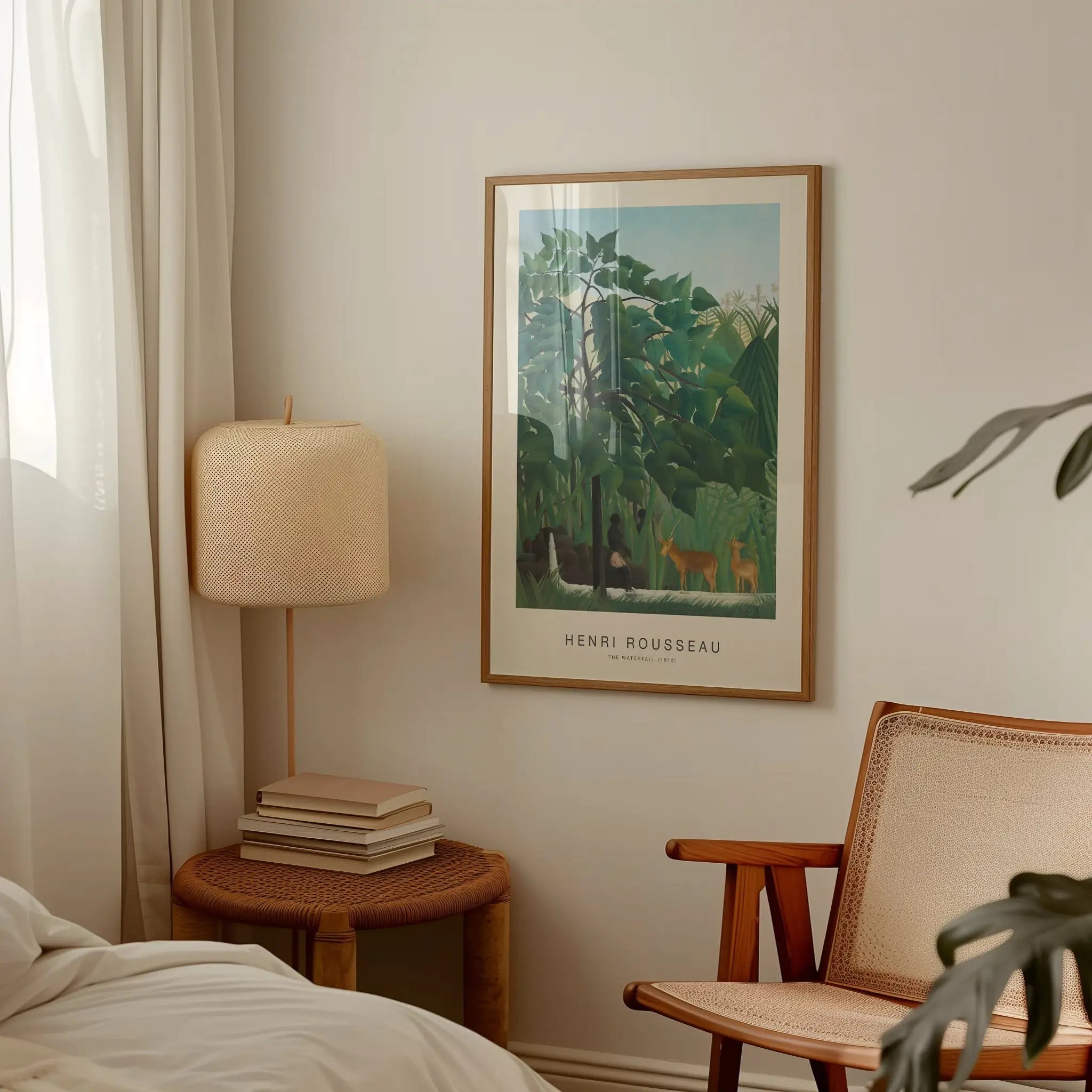 Geschoolde Henri Rousseau print in lijst, poster Rousseaus De Waterval met kunstwerk