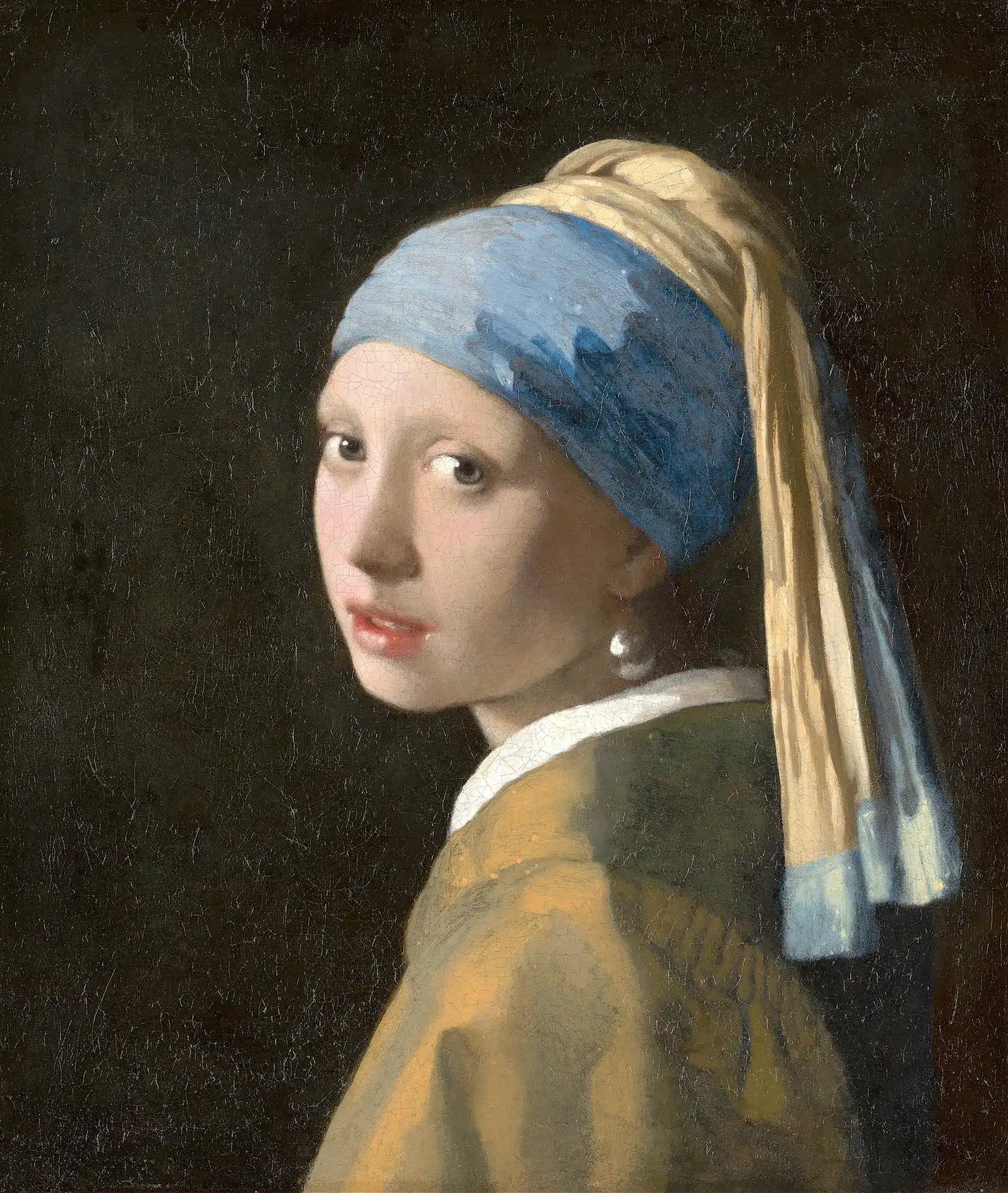 Schilderij van een meisje met een pareloorbel.