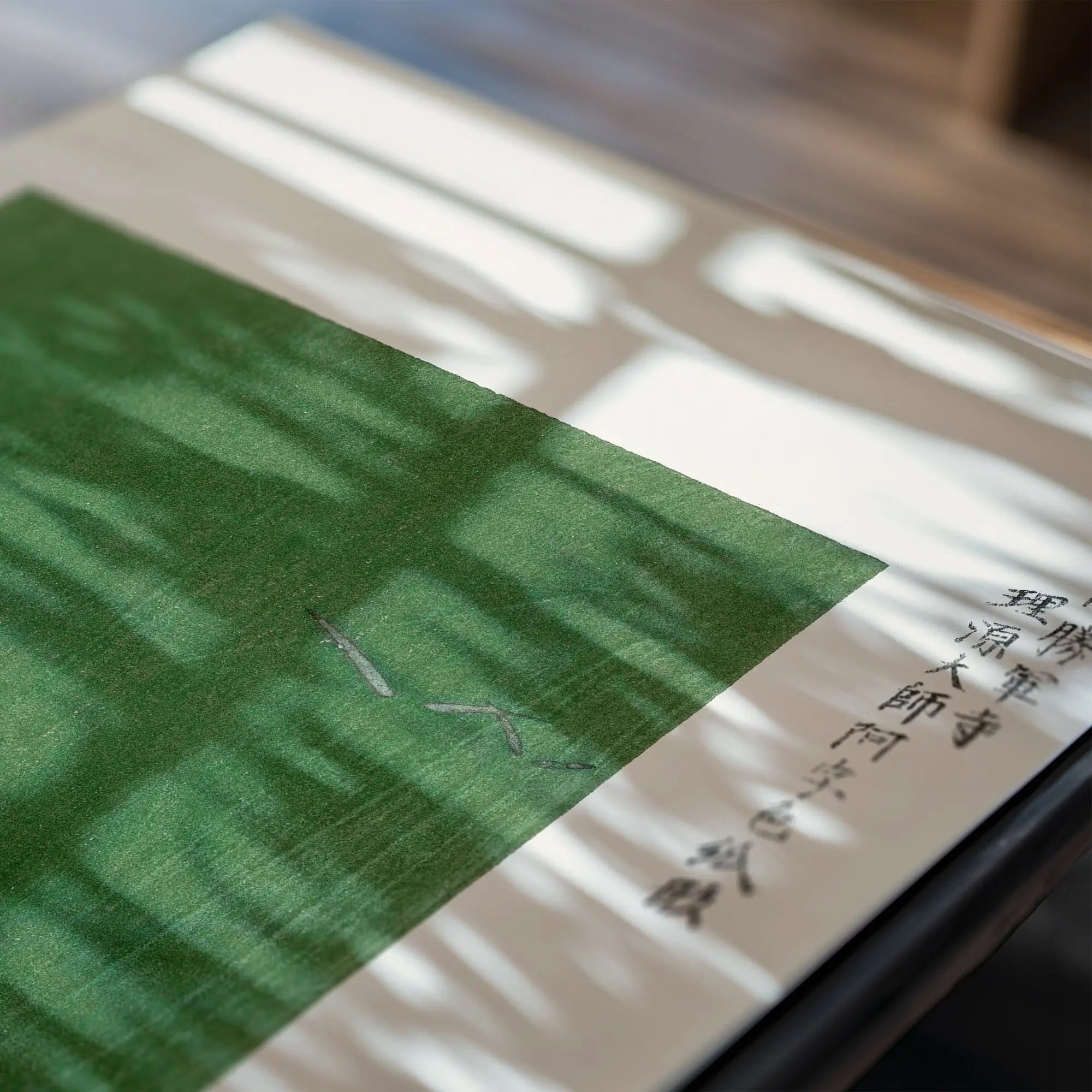 Groene en witte boek met schaduwen voor Taguchi Tomoki Yatsuo no Tsubaki Poster