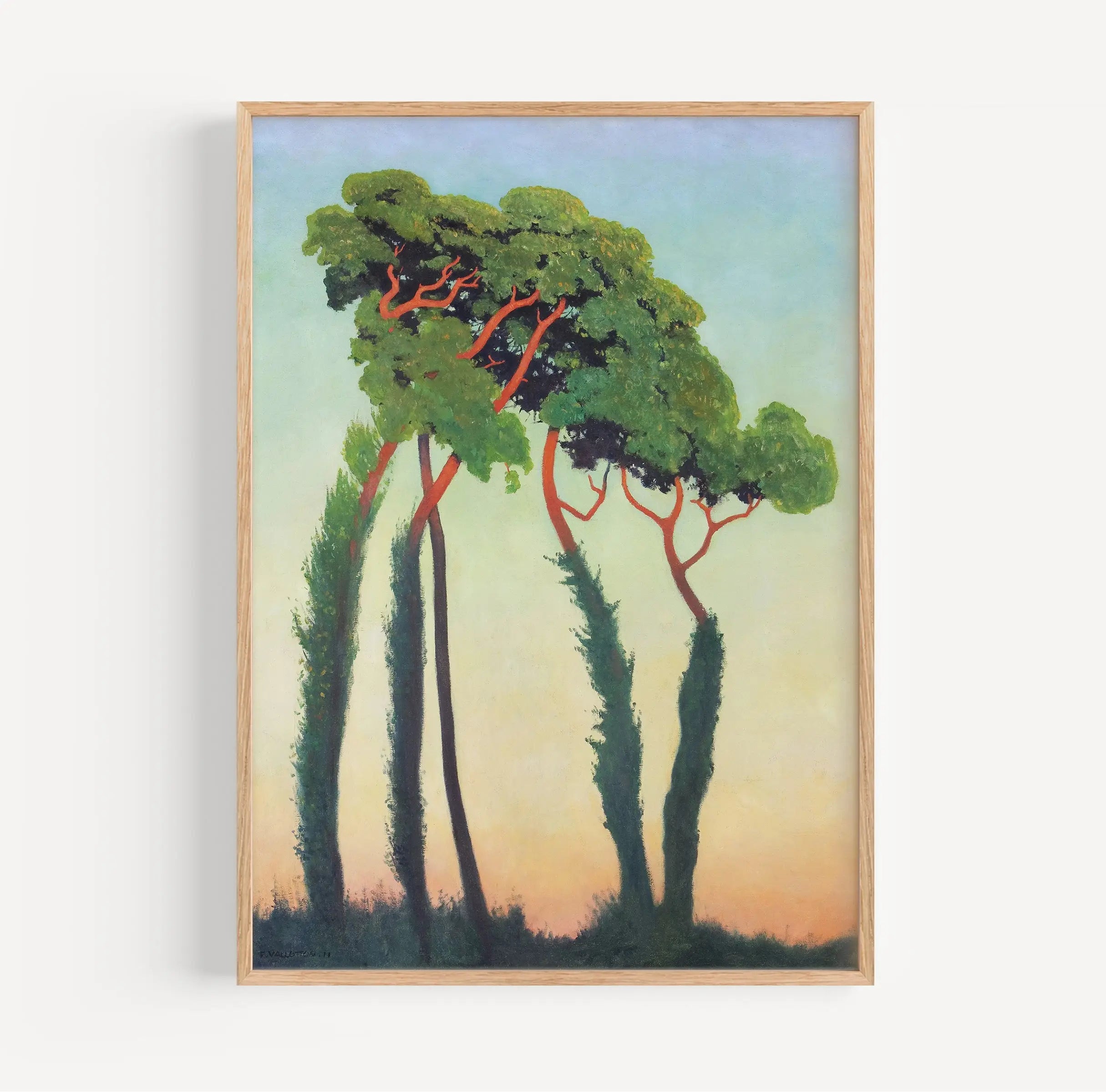 Gepasseerd schilderij van bomen voor Vallottons Paysage avec arbres Poster