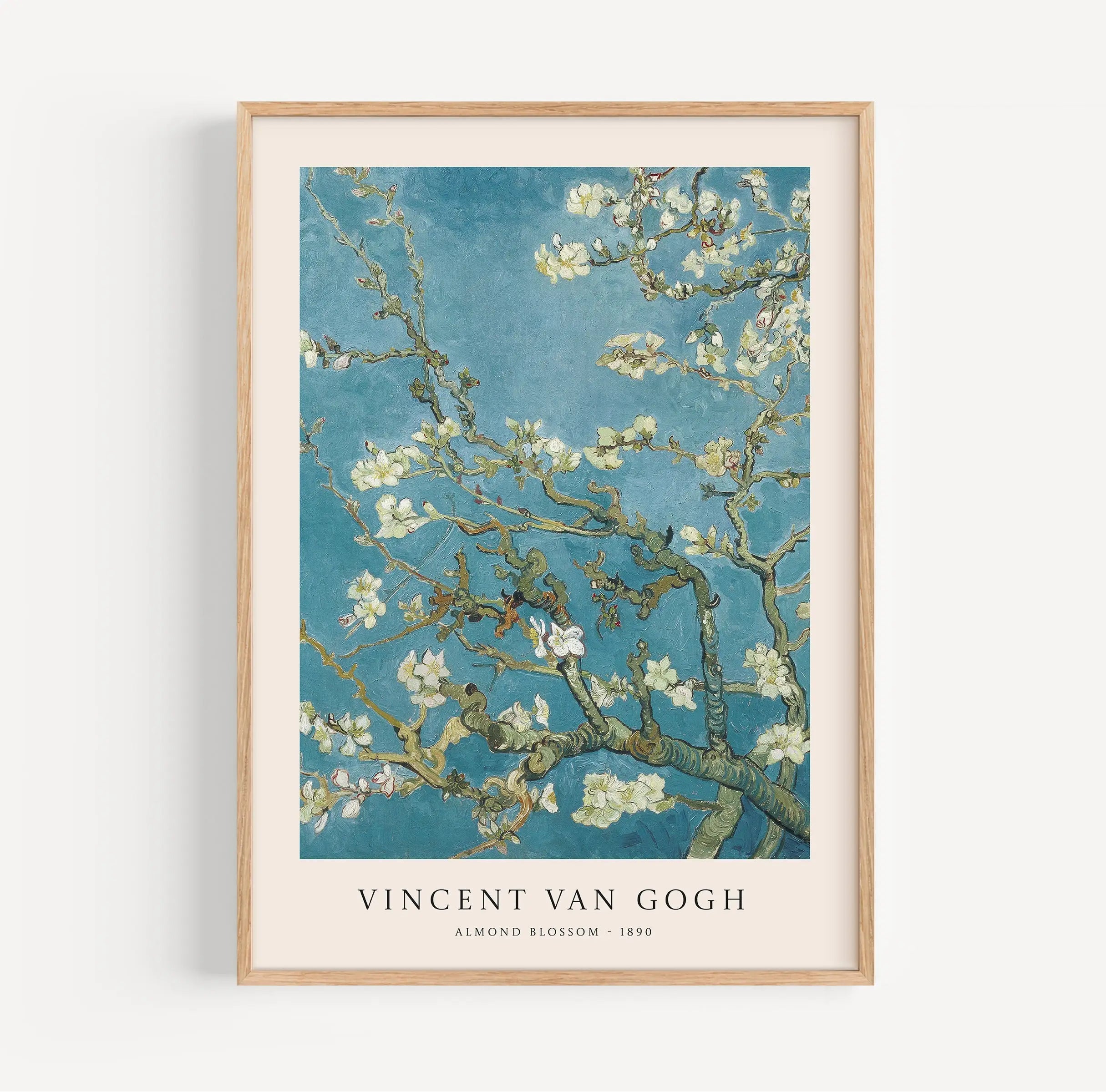 Gesloten Van Gogh Amandelbloesem poster in een sierlijk lijstje