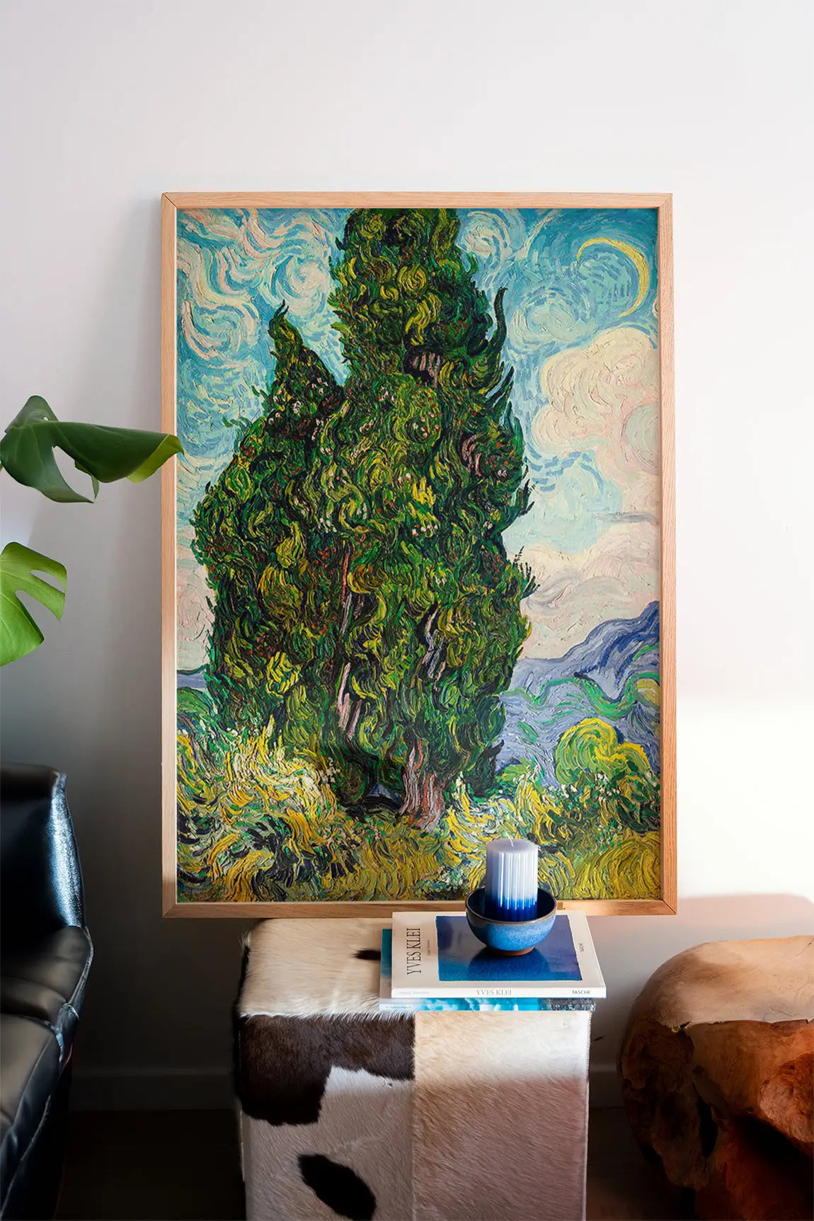Gedetailleerde Van Gogh Cypressen Poster met ingelijst van Gogh landschap kunst