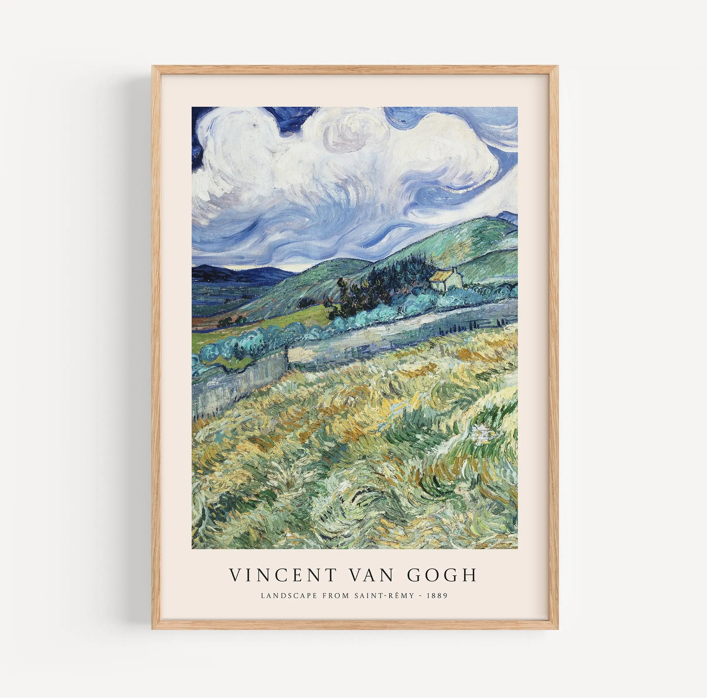 Geplaatste Van Gogh landschap poster van Saint-Rémy in een frame