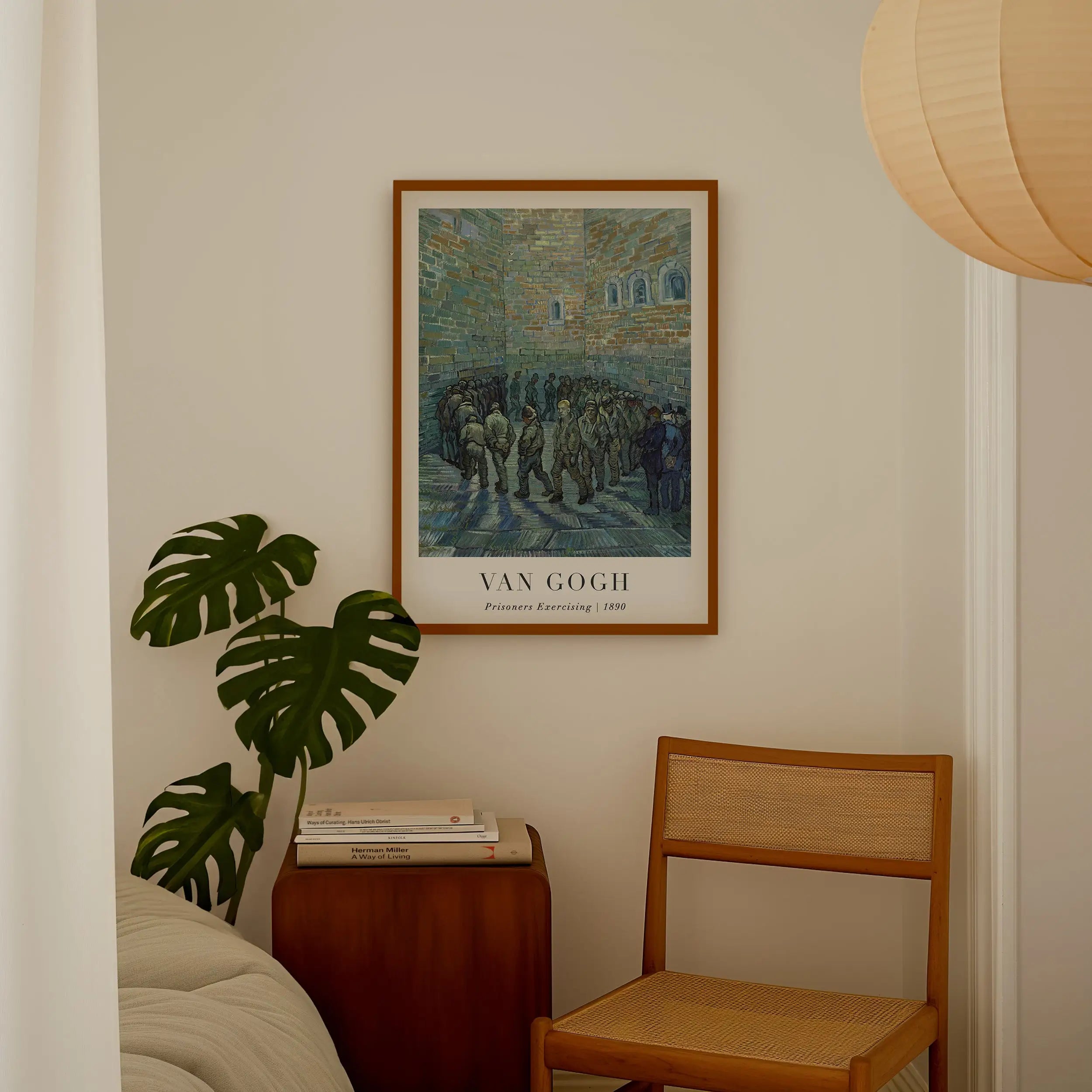 Gerahmde Van Gogh poster met gevangenen die oefeningen doen voor decoratie