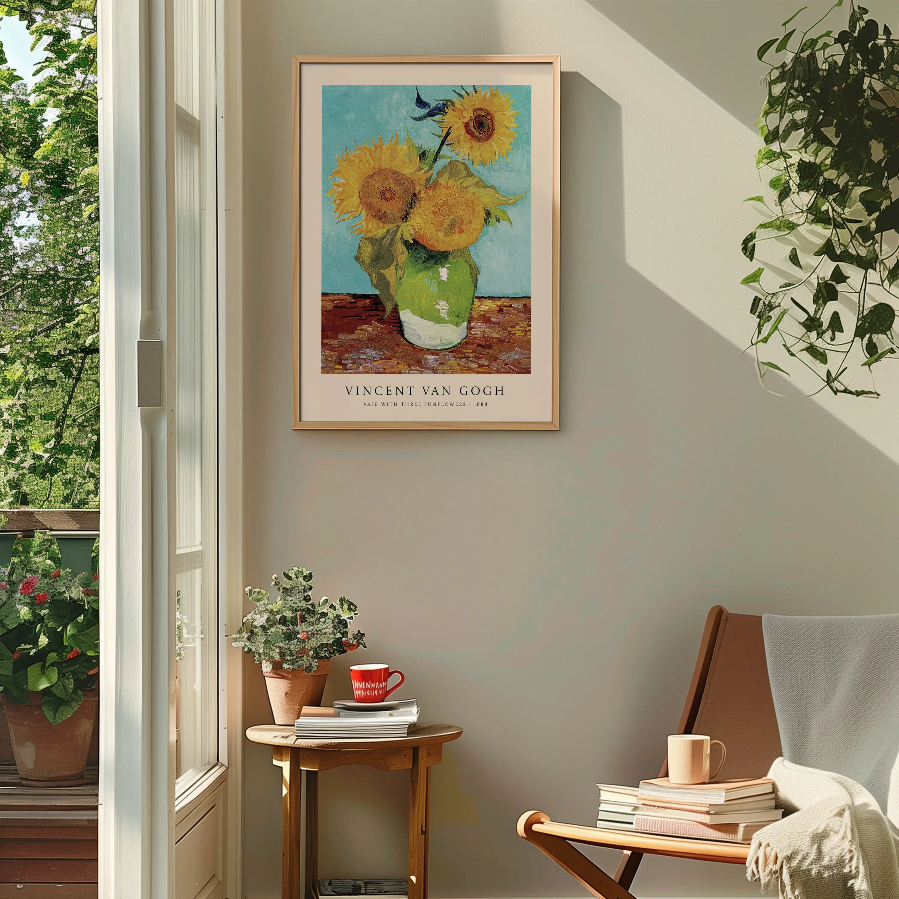 Gecharmardeerde Van Gogh zonnebloemen poster in lijst, decoratief kunstwerk