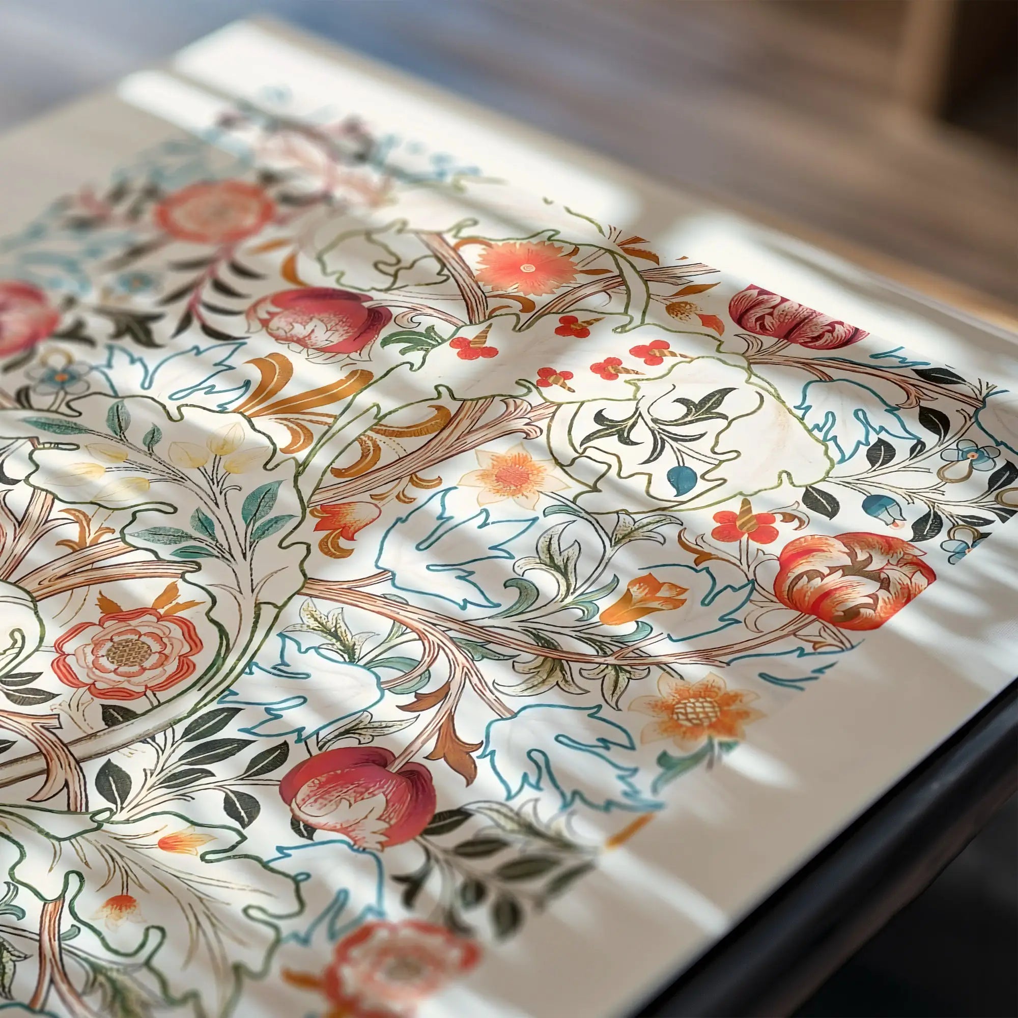 Floraal patroon stof op William Morris Acanthus Poster afbeelding