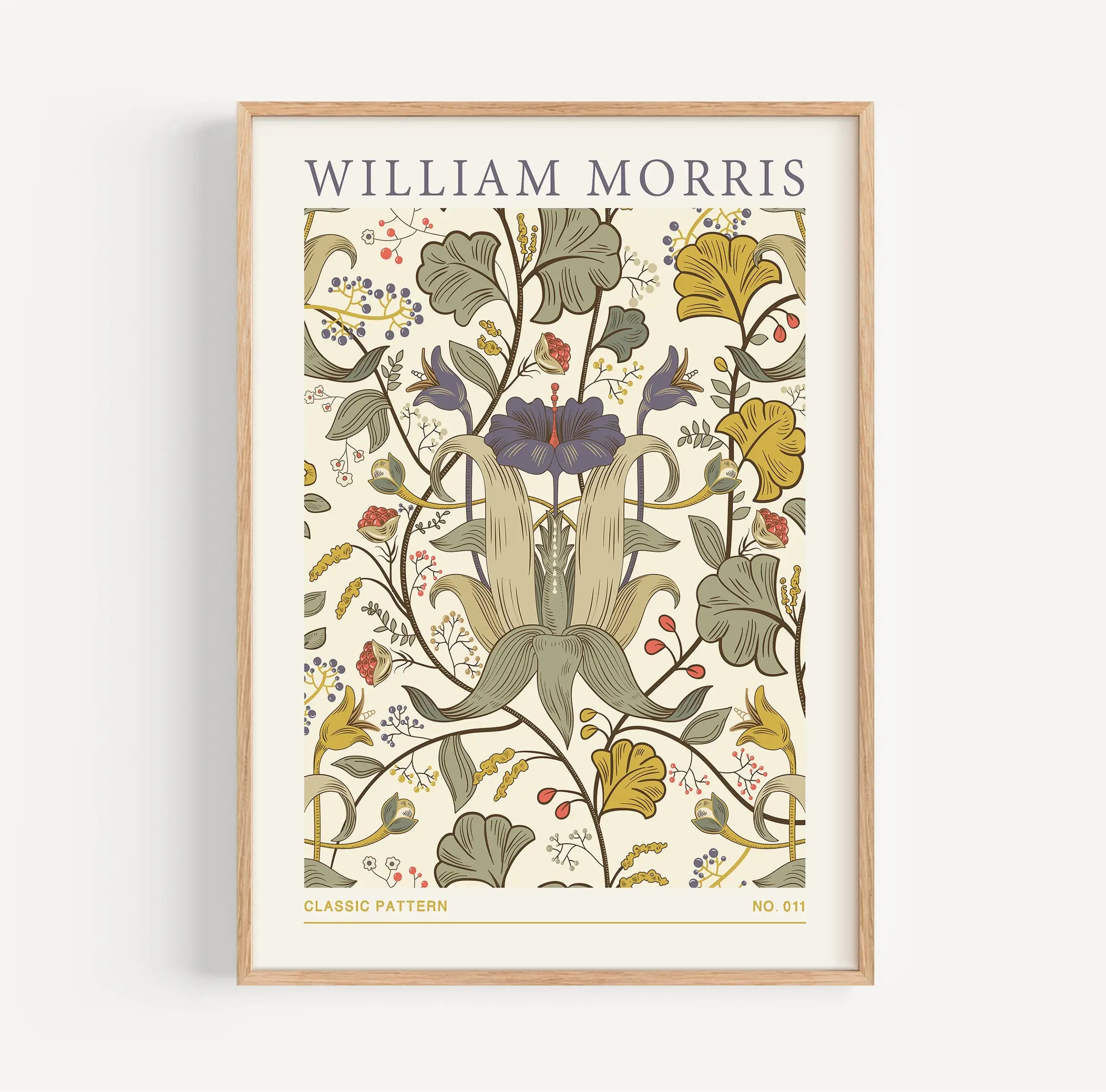 Gerapporteerde William Morris bloemkunstprint in lijst, William Morris Classic Pattern No 011 poster