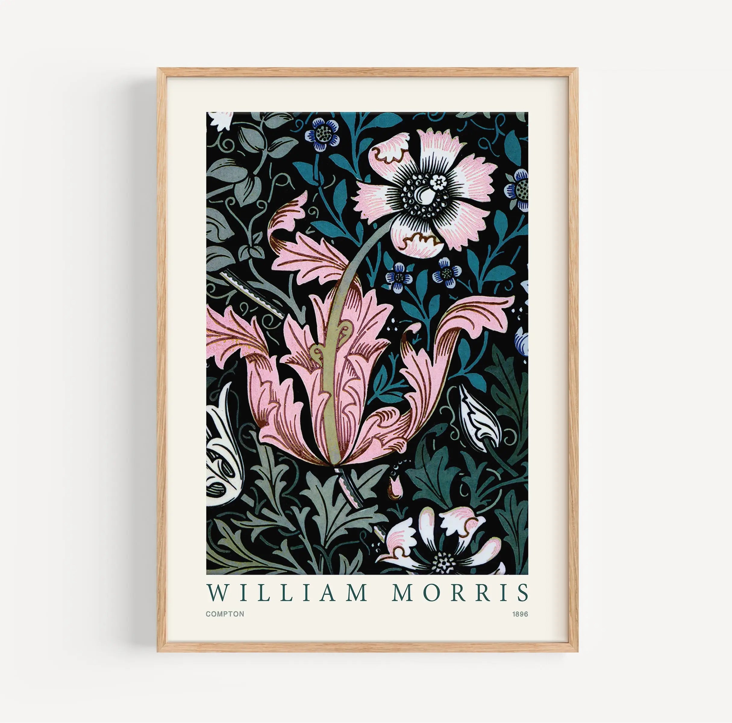 Geframereerde bloemenkunstprint van William Morris Compton 1896 Poster