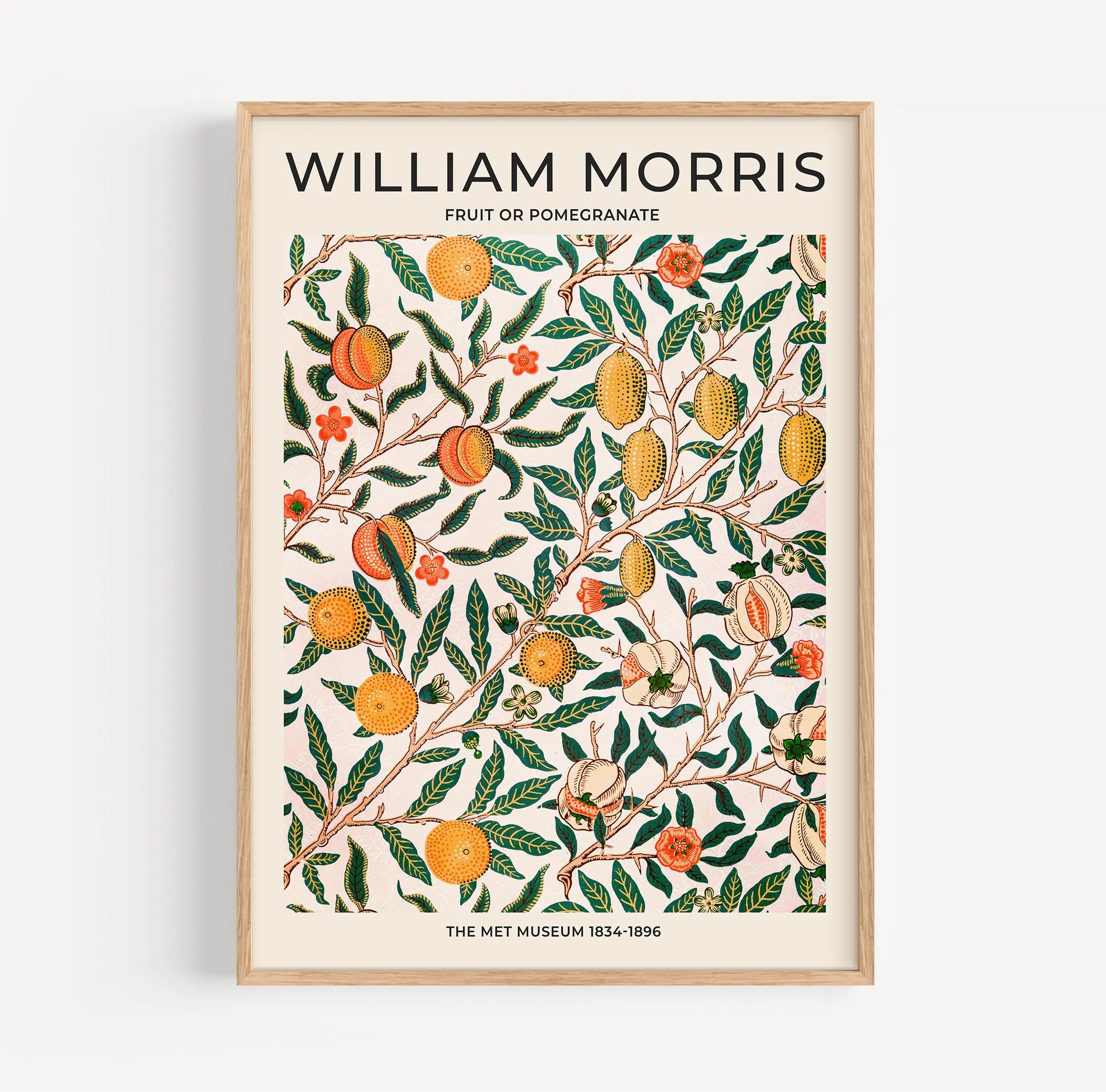 Ingelijst William Morris fruit patroon poster met granaatappel design