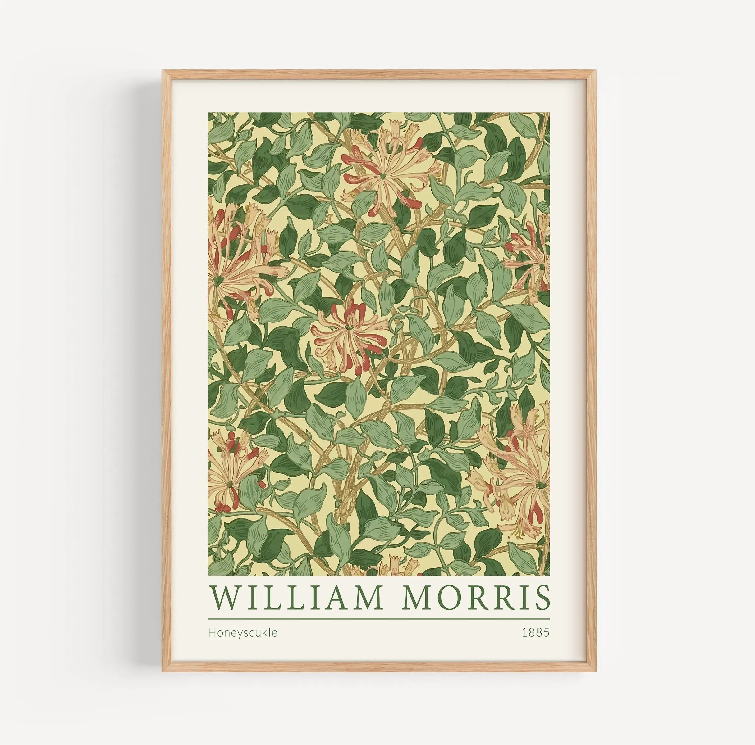 Framed floral kunstprint William Morris Honeysuckle poster voor muurdecoratie