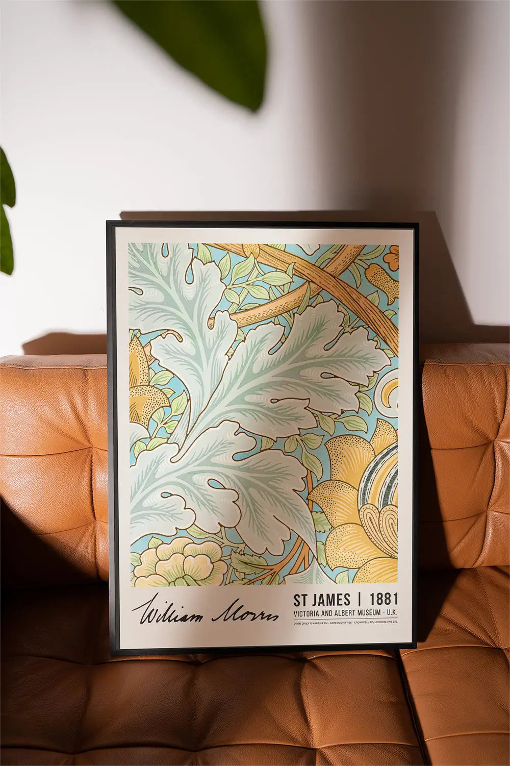 Gepersonaliseerd bloemkunst print in lijst voor William Morris St James 1881 Poster